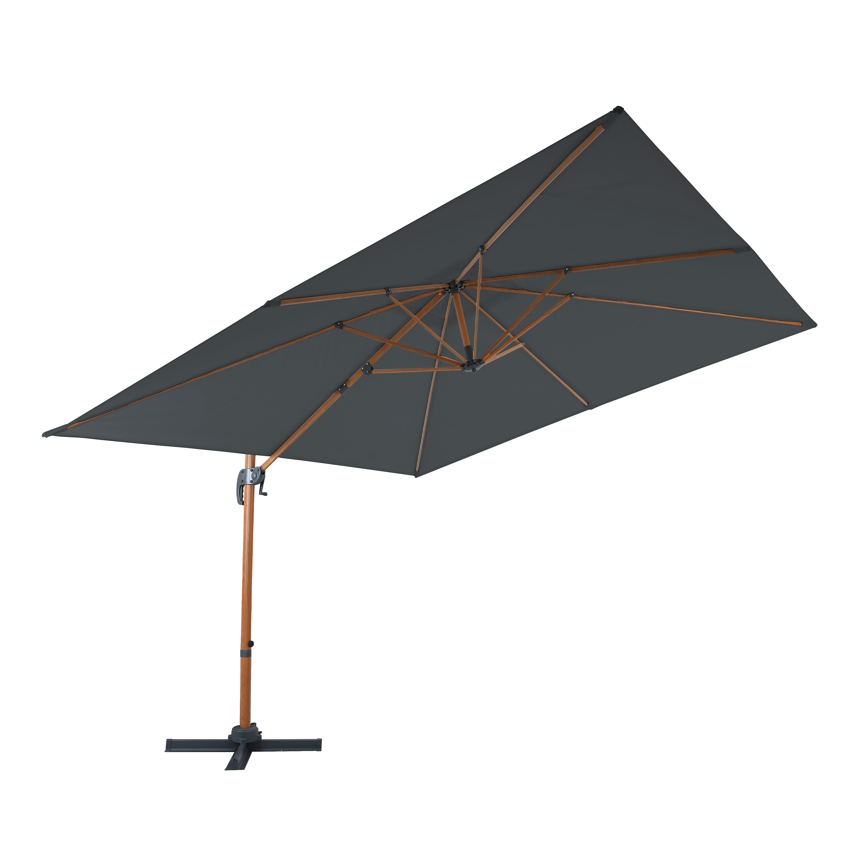 AXI Nima Parasol déporté 300x300 aspect bois/gris 