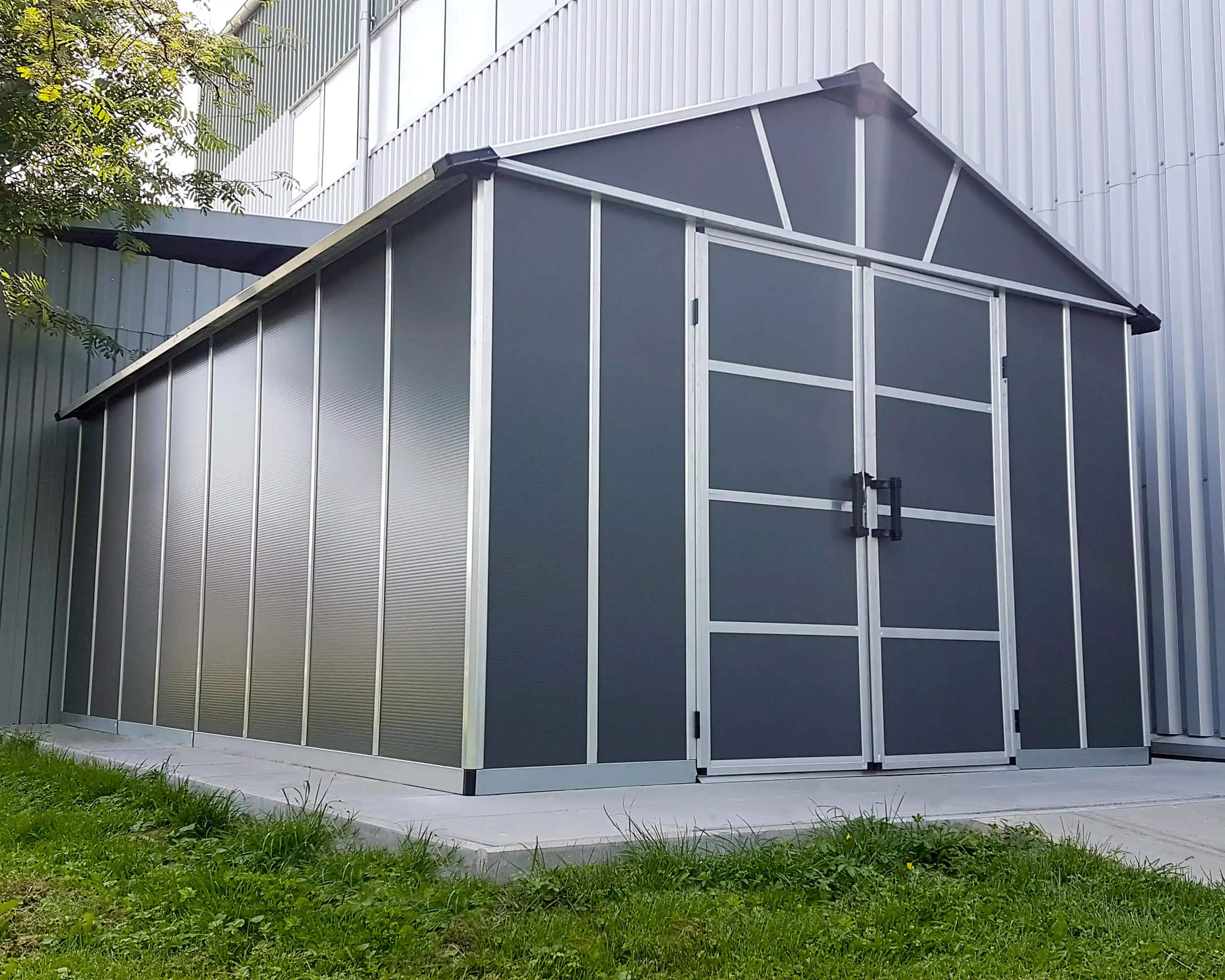 Canopia Yukon grote 519X332 cm schuur met vloer Donkergrijs-7290108139297 Canopia Yukon grote 519X332 cm schuur met vloer Donkergrijs