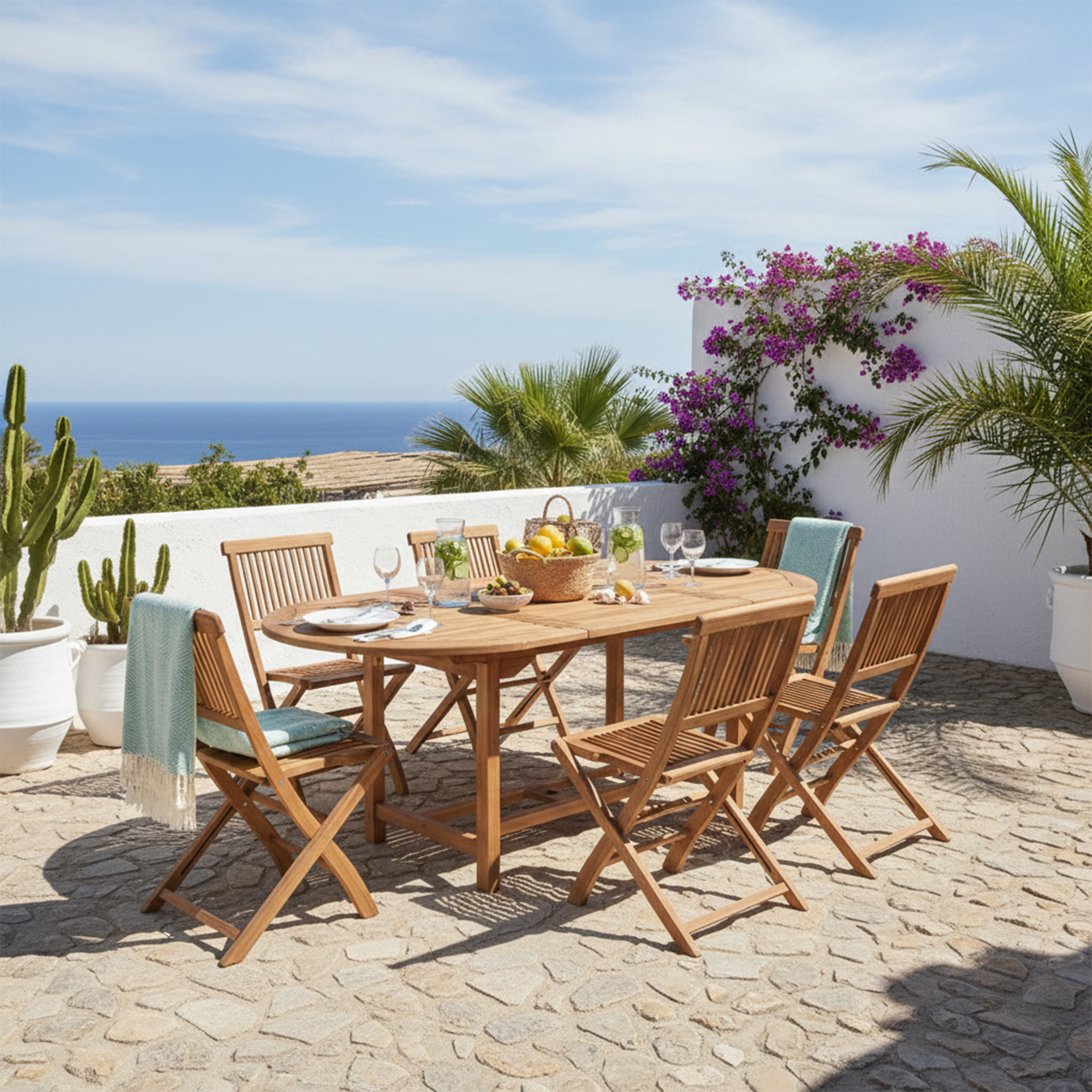 AXI Jadi Teak Foldable Garden Set with 6 Chairs