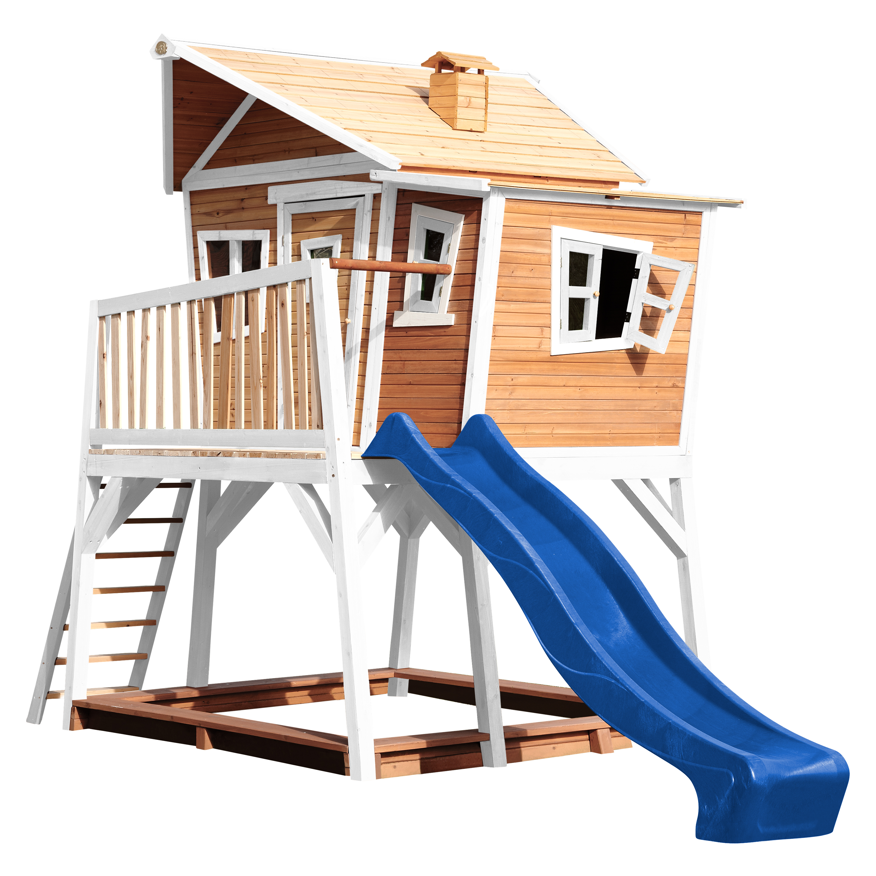 AXI Max Playhouse Brown/White - Blue Slide