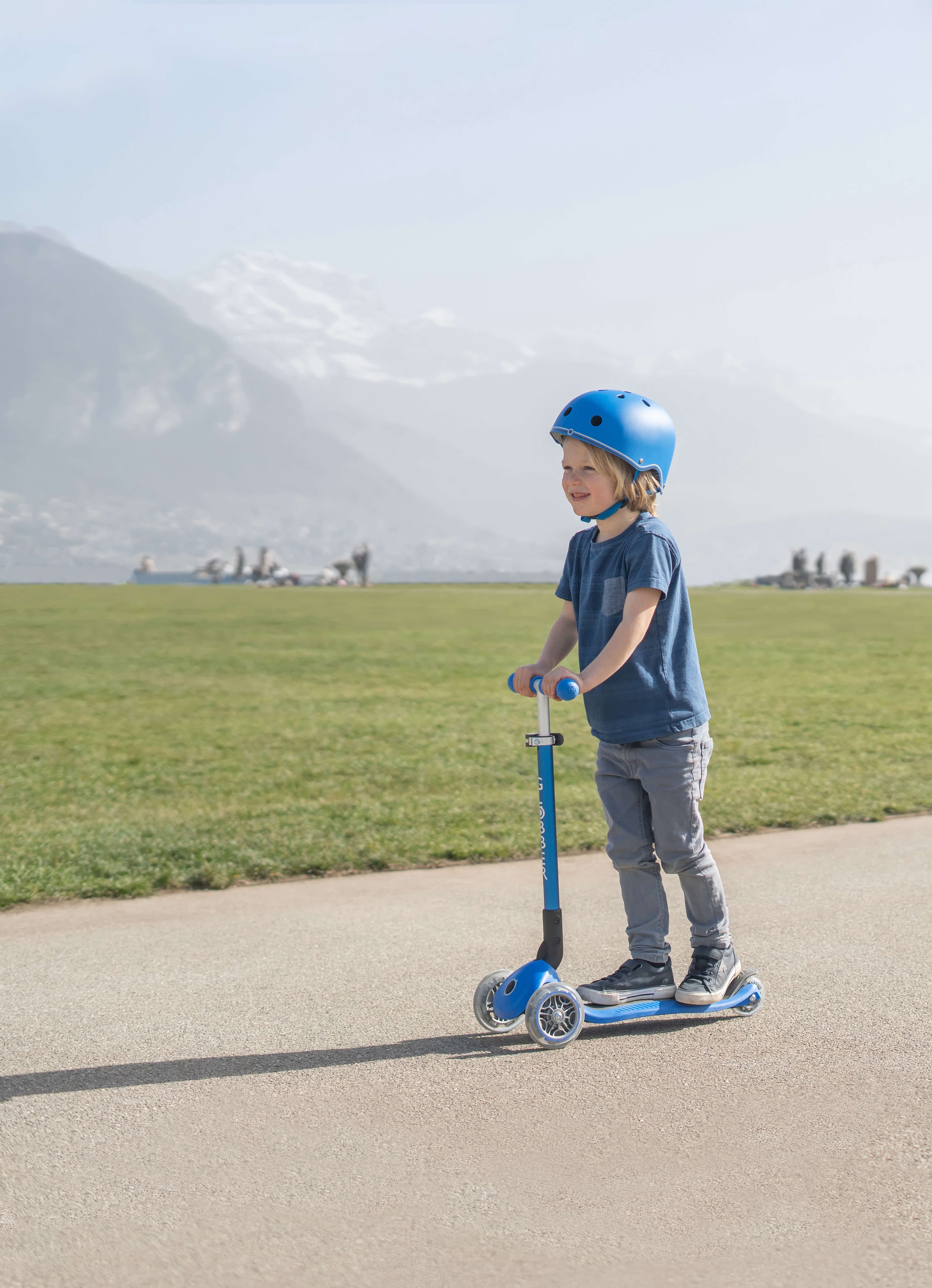 Globber Primo Foldable Lights Trottinette Bleue