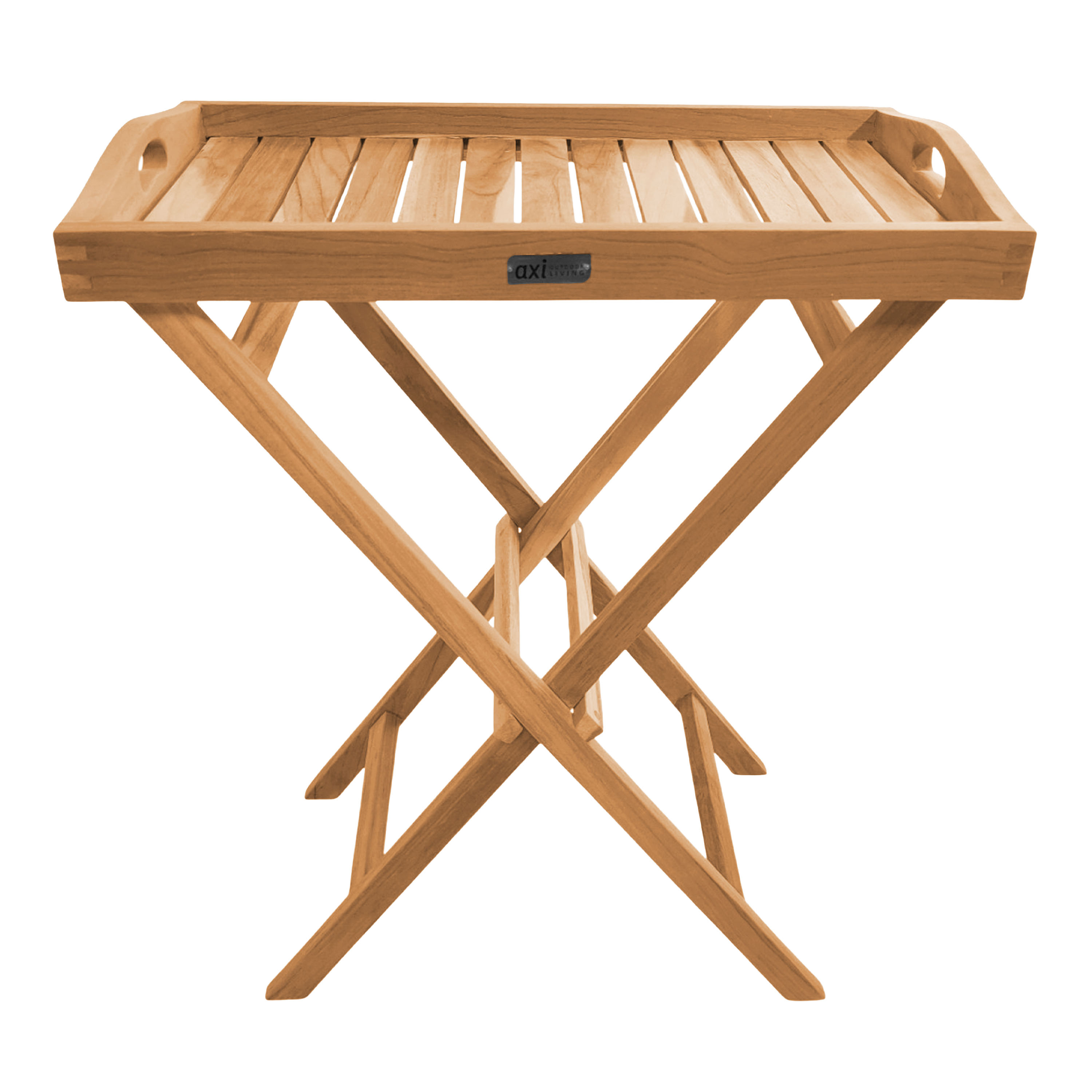 AXI Lora Teak Folding Side Table with Removable Tray