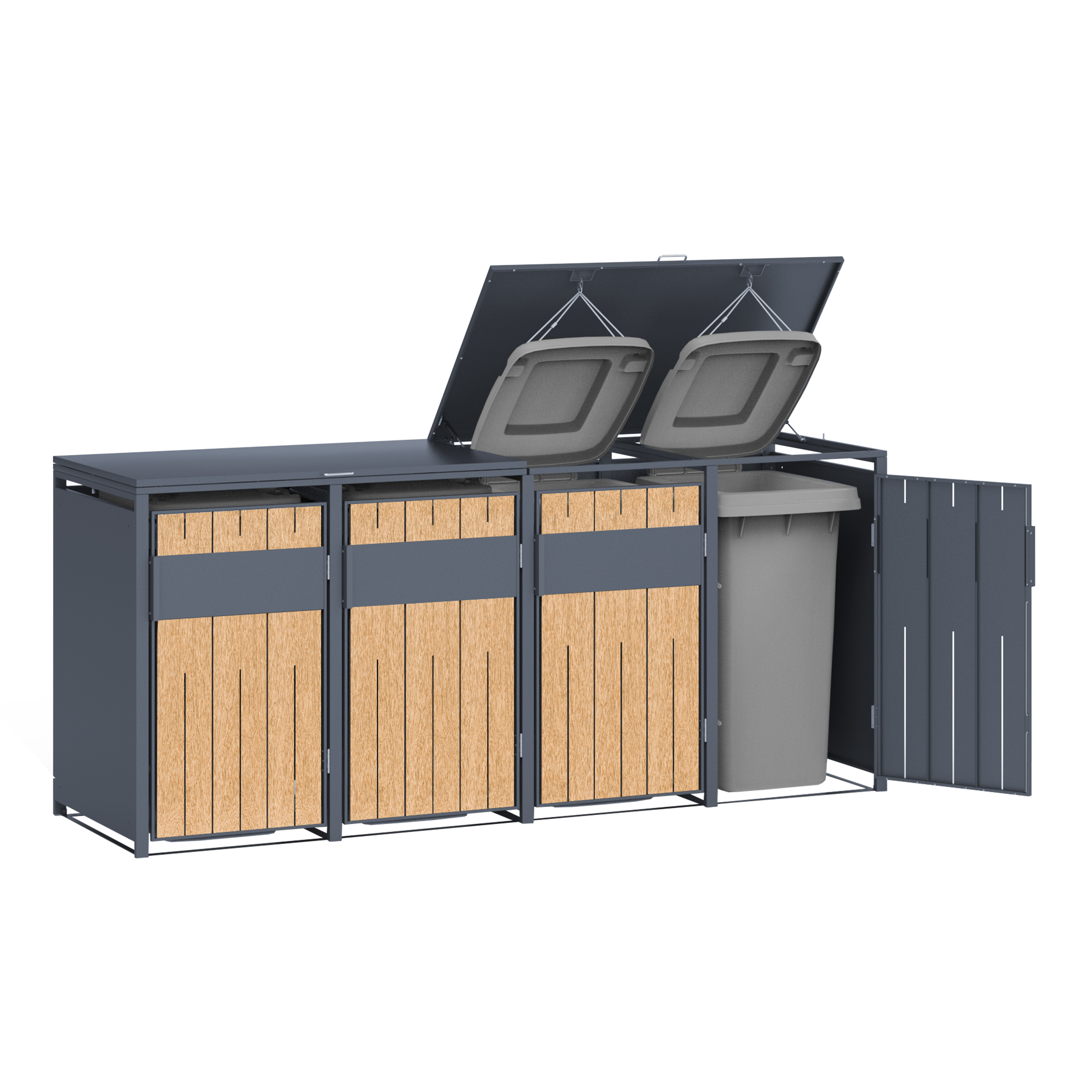 AXI Luke Metal Garbage Bin Shed - 4 Garbage Bins