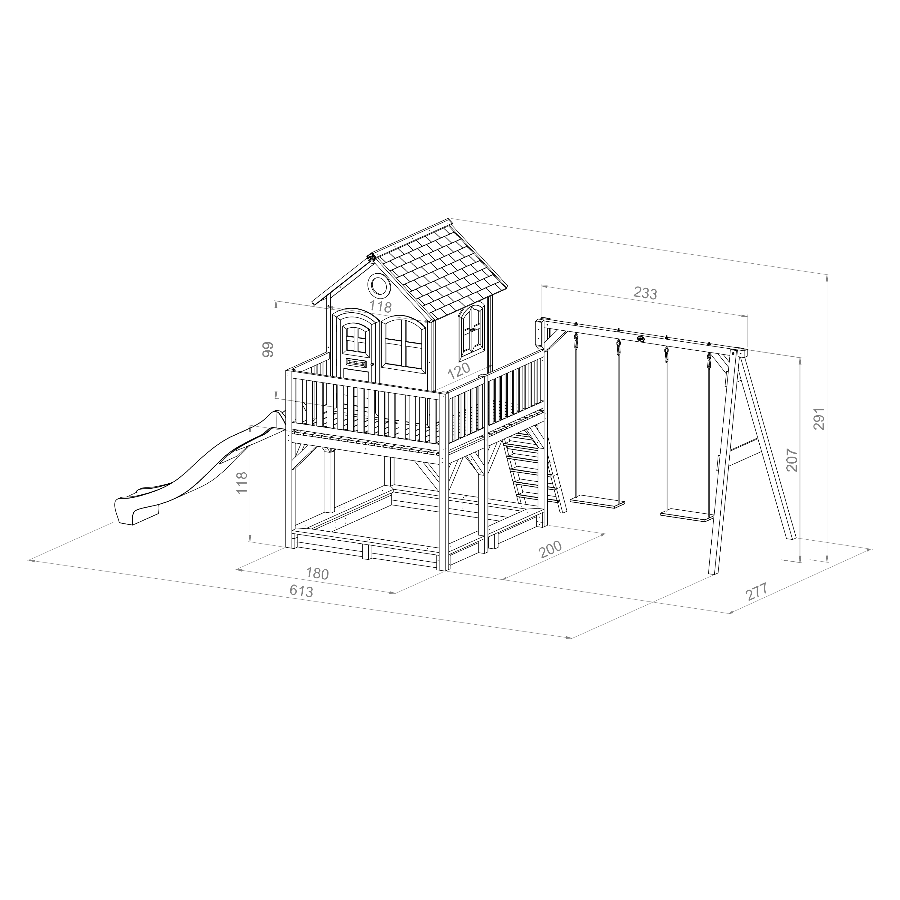 AXI Liam Playhouse with Double Swing Set Brown/White - White Slide