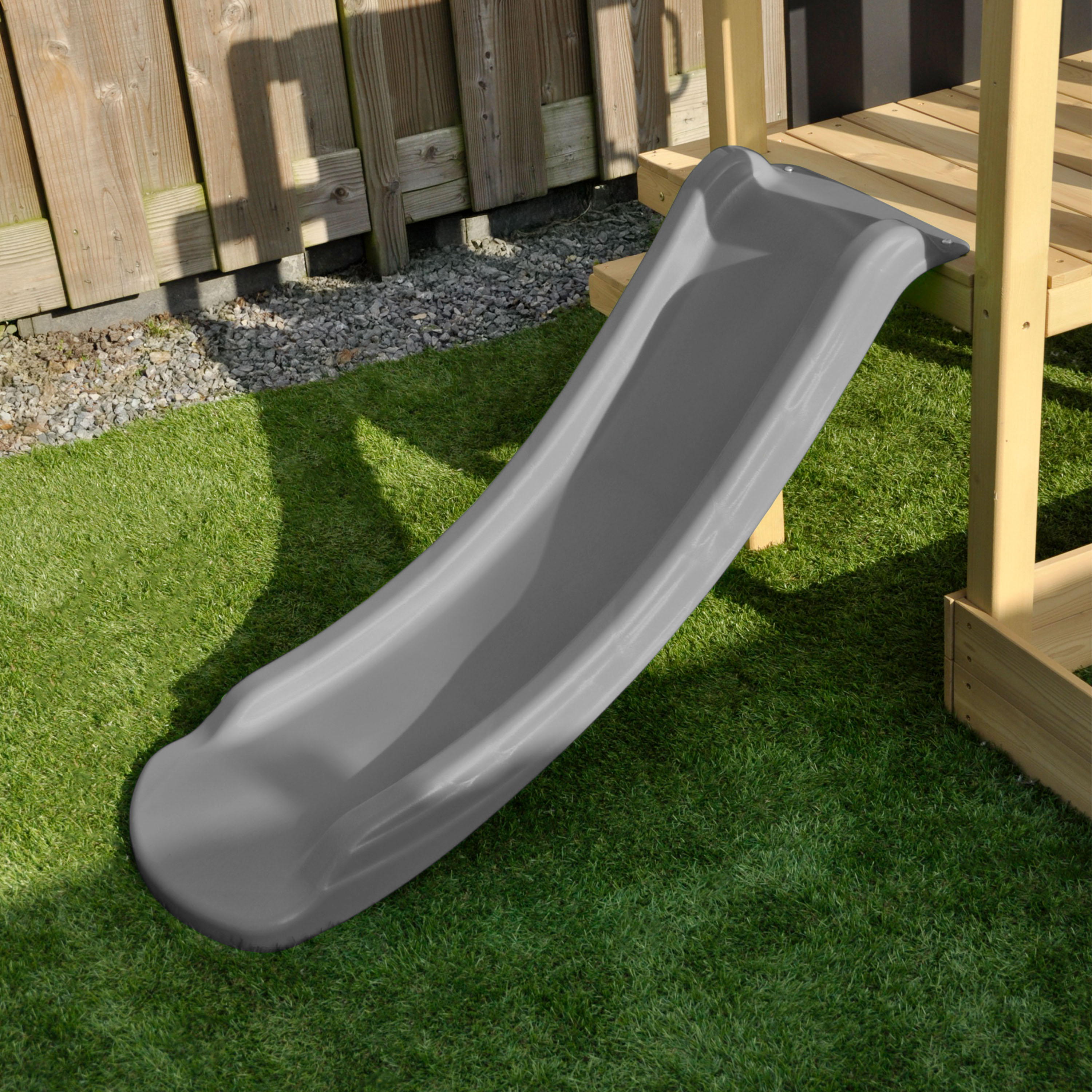 AXI Leah Mini Wooden Playtower with Sandbox. Picnic Table & Chalkboard –  Grey Slide
