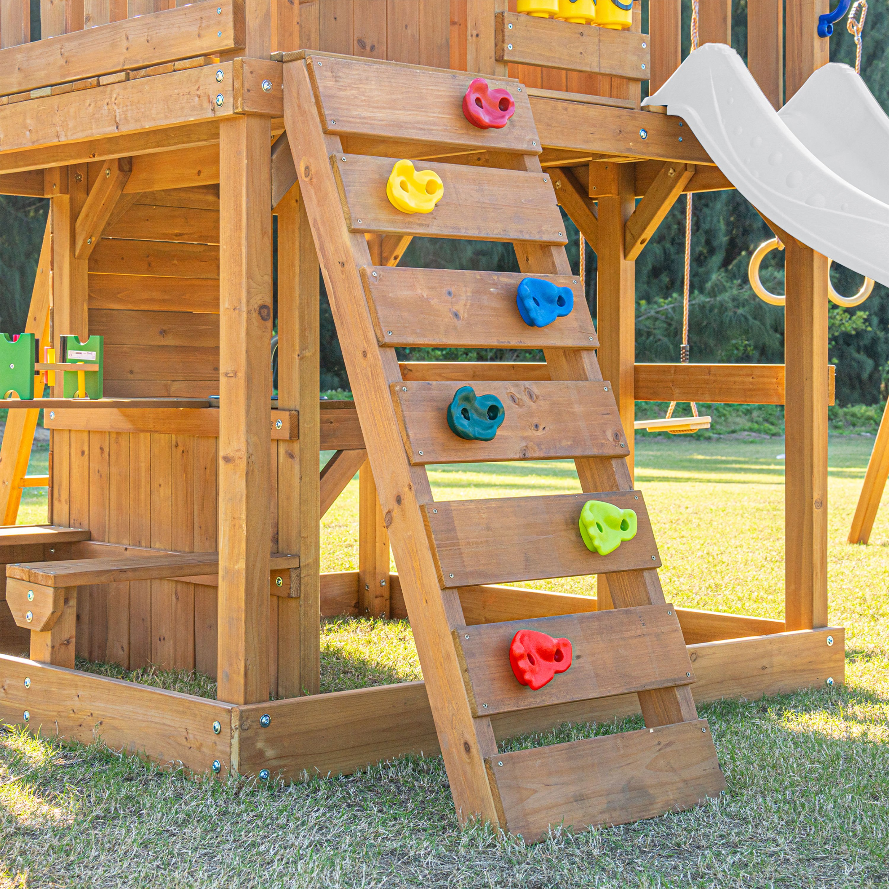 AXI Jack Climbing Frame with Double Swing and Trapeze – White Slide