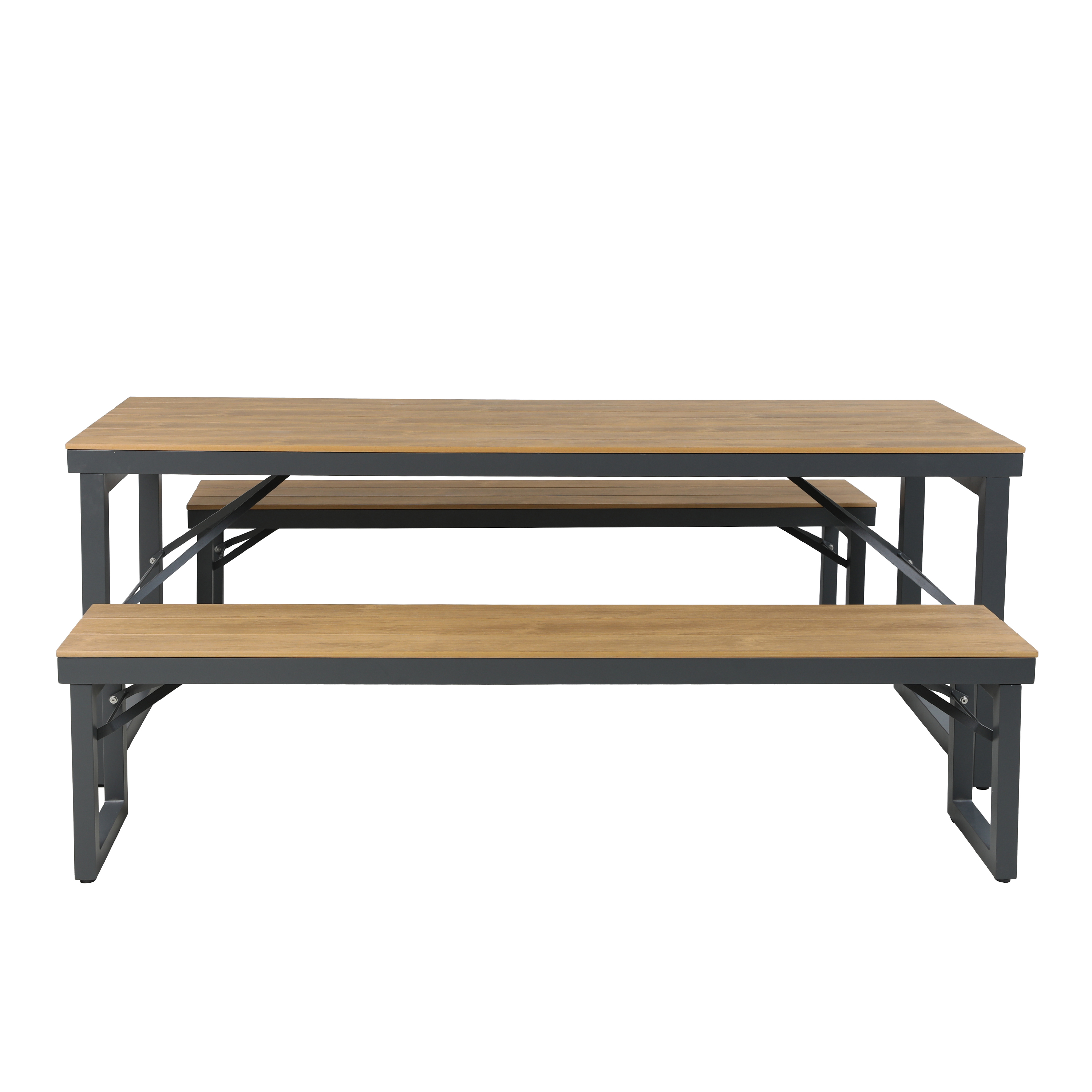 AXI Chianti Garden Set with 2 Benches Anthracite with Teak-look Polywood