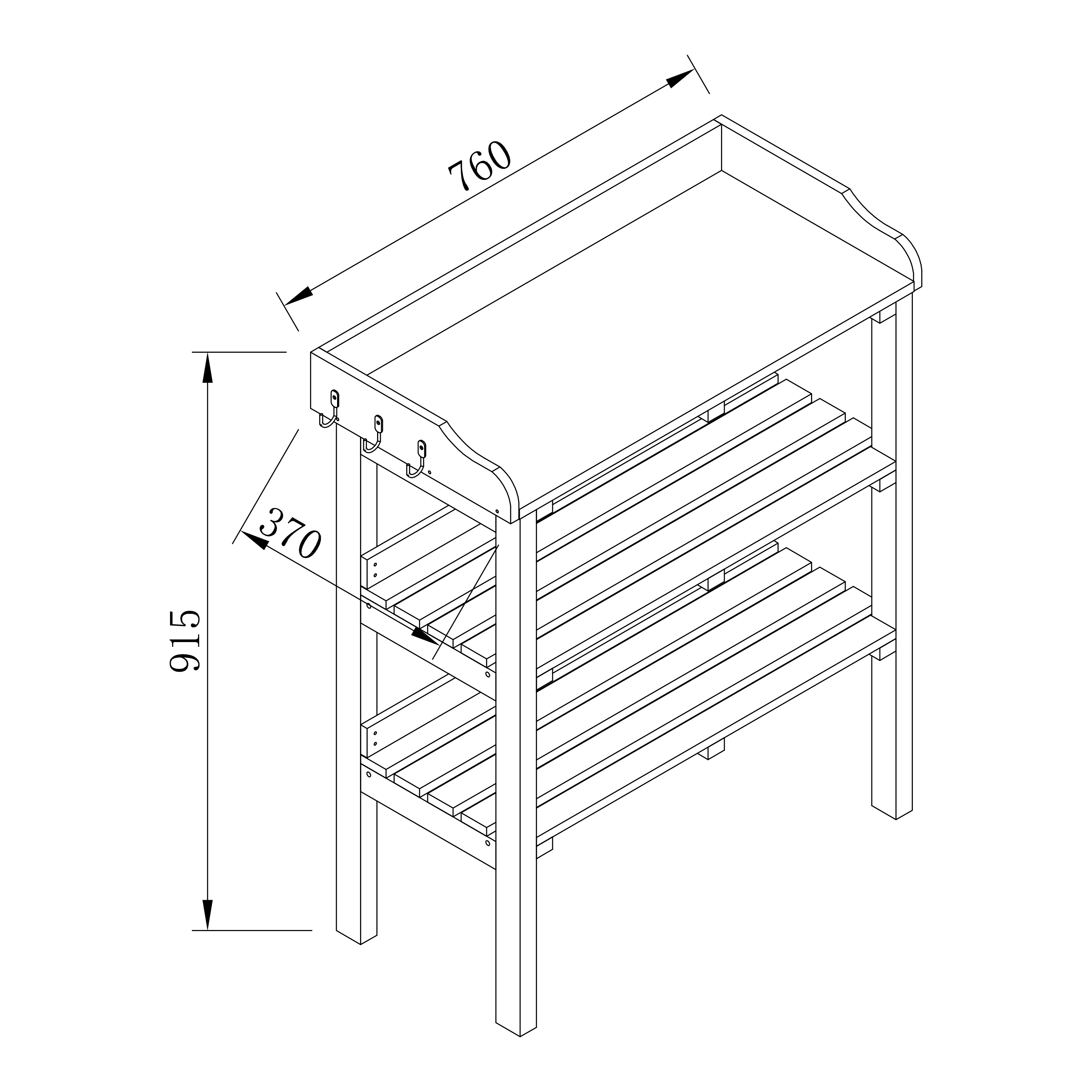 AXI Oppottafel met opbergplanken Bruin/wit-8717973938163 AXI Oppottafel met opbergplanken Bruin/wit