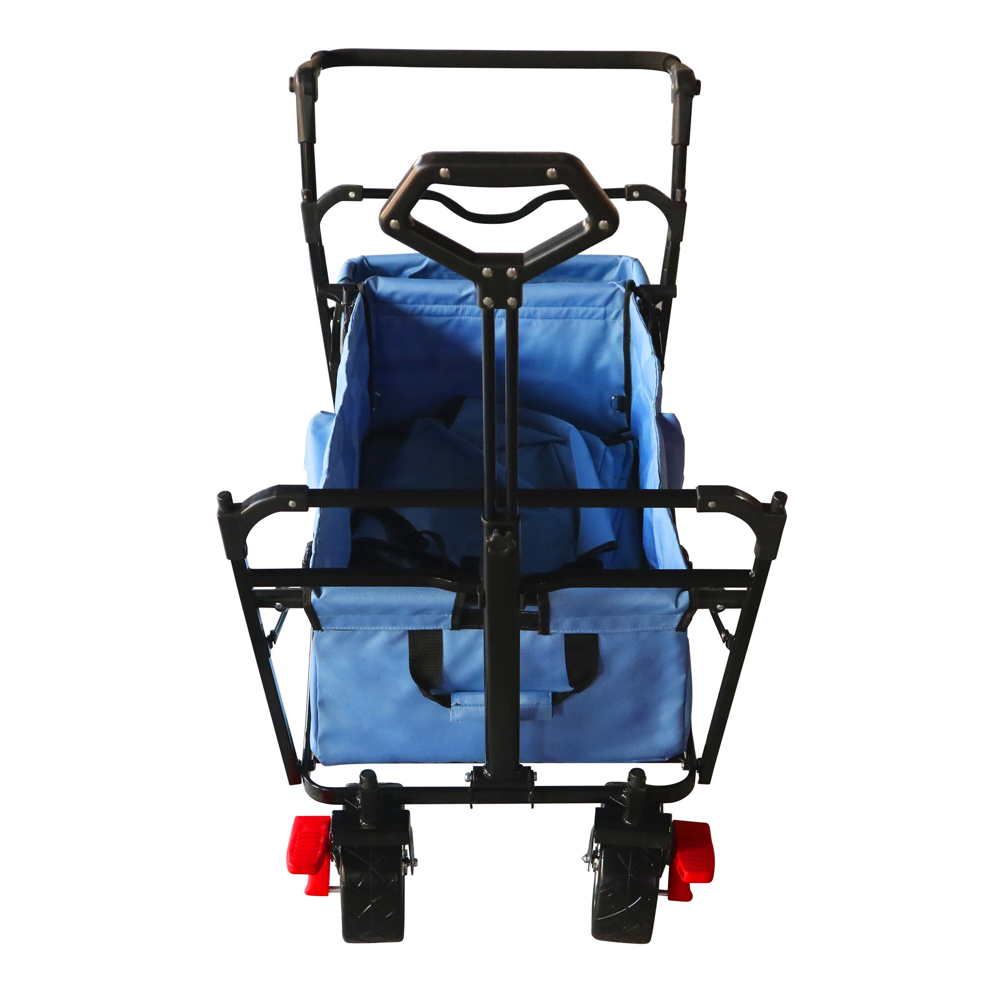 productfoto AXI AB210 Opvouwbare Bolderwagen met dak, tas, rem en duwstang Blauw