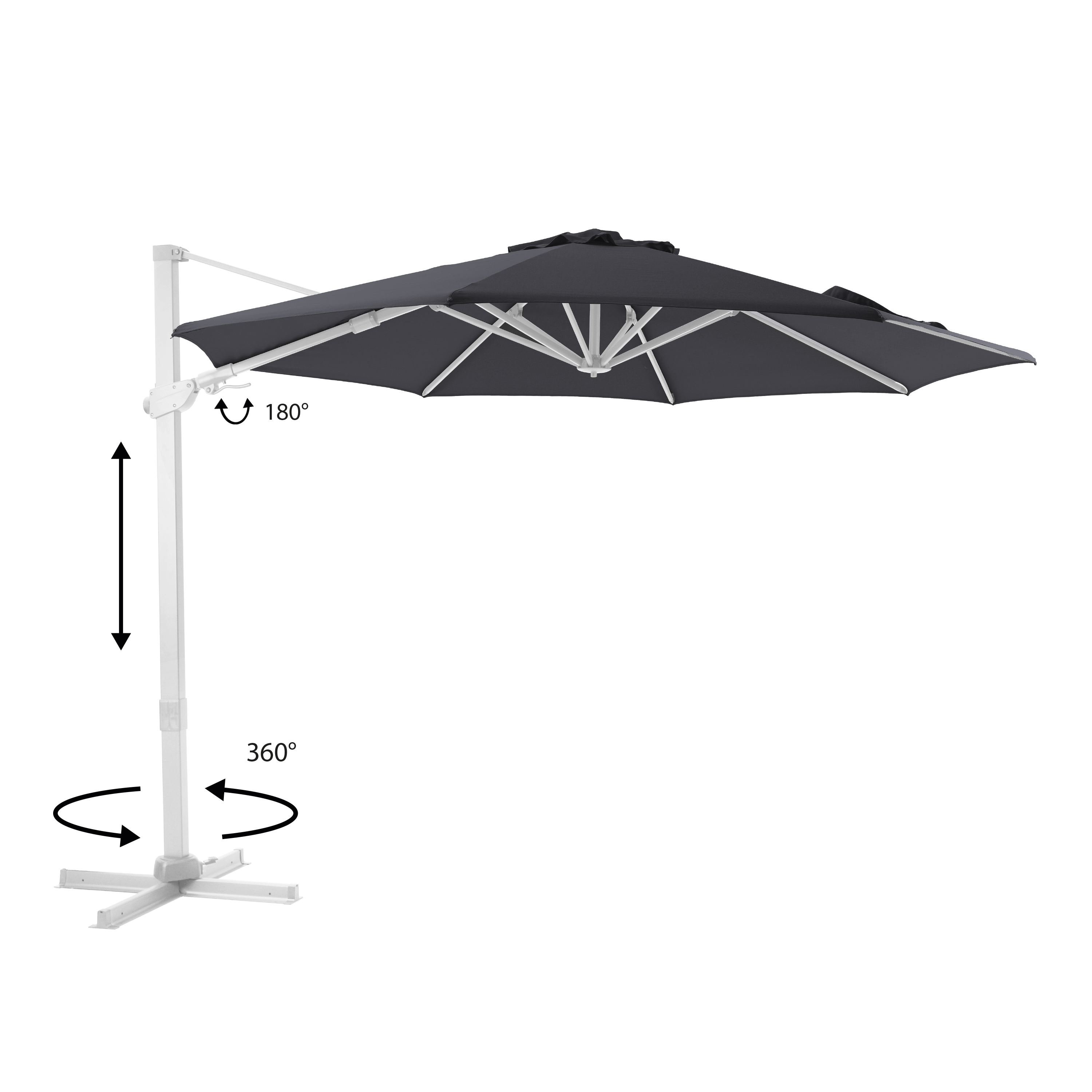 AXI Cyrus Premium Zweefparasol Ã˜ 300cm Wit/grijs 