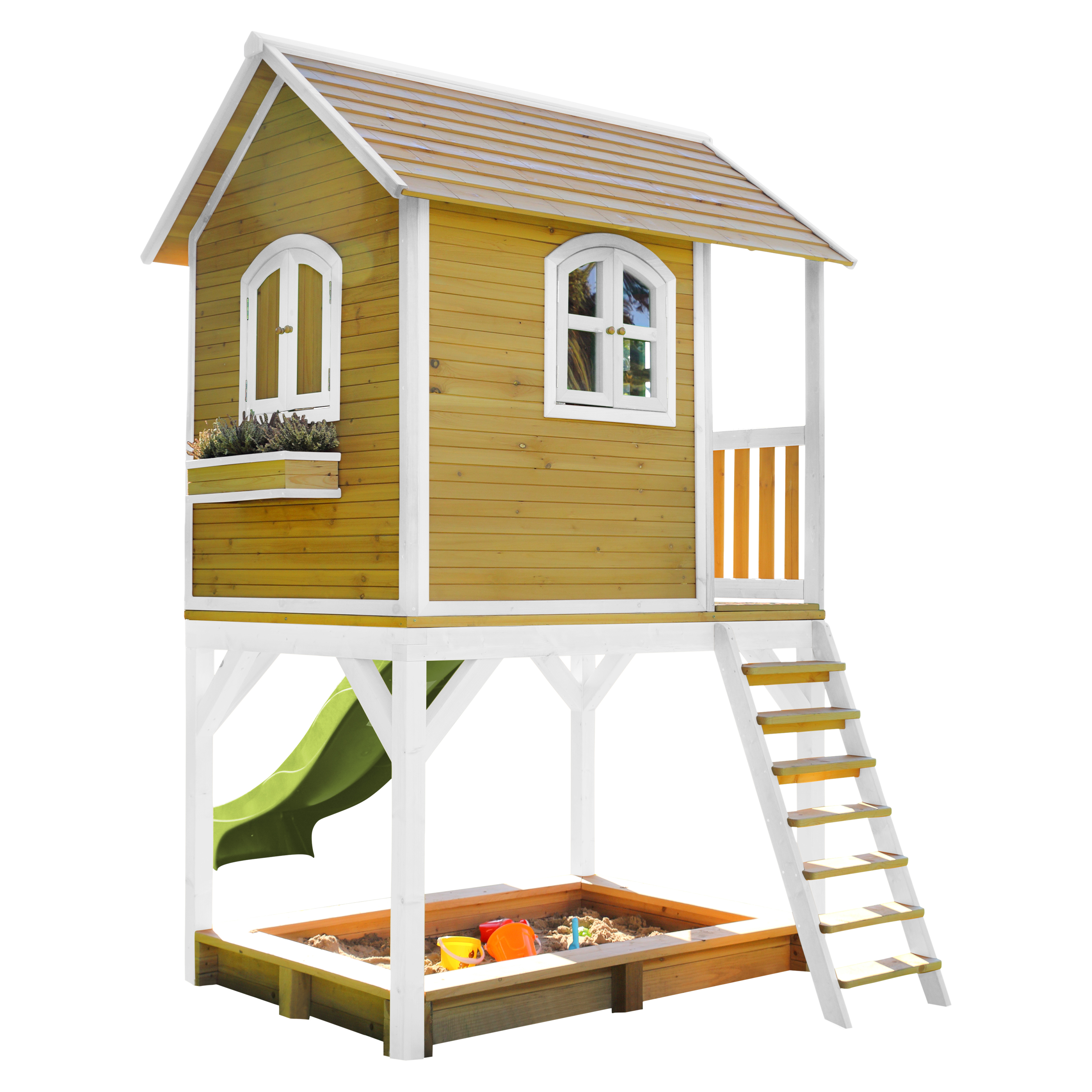 AXI Sarah Playhouse Brown/White - Lime Green Slide