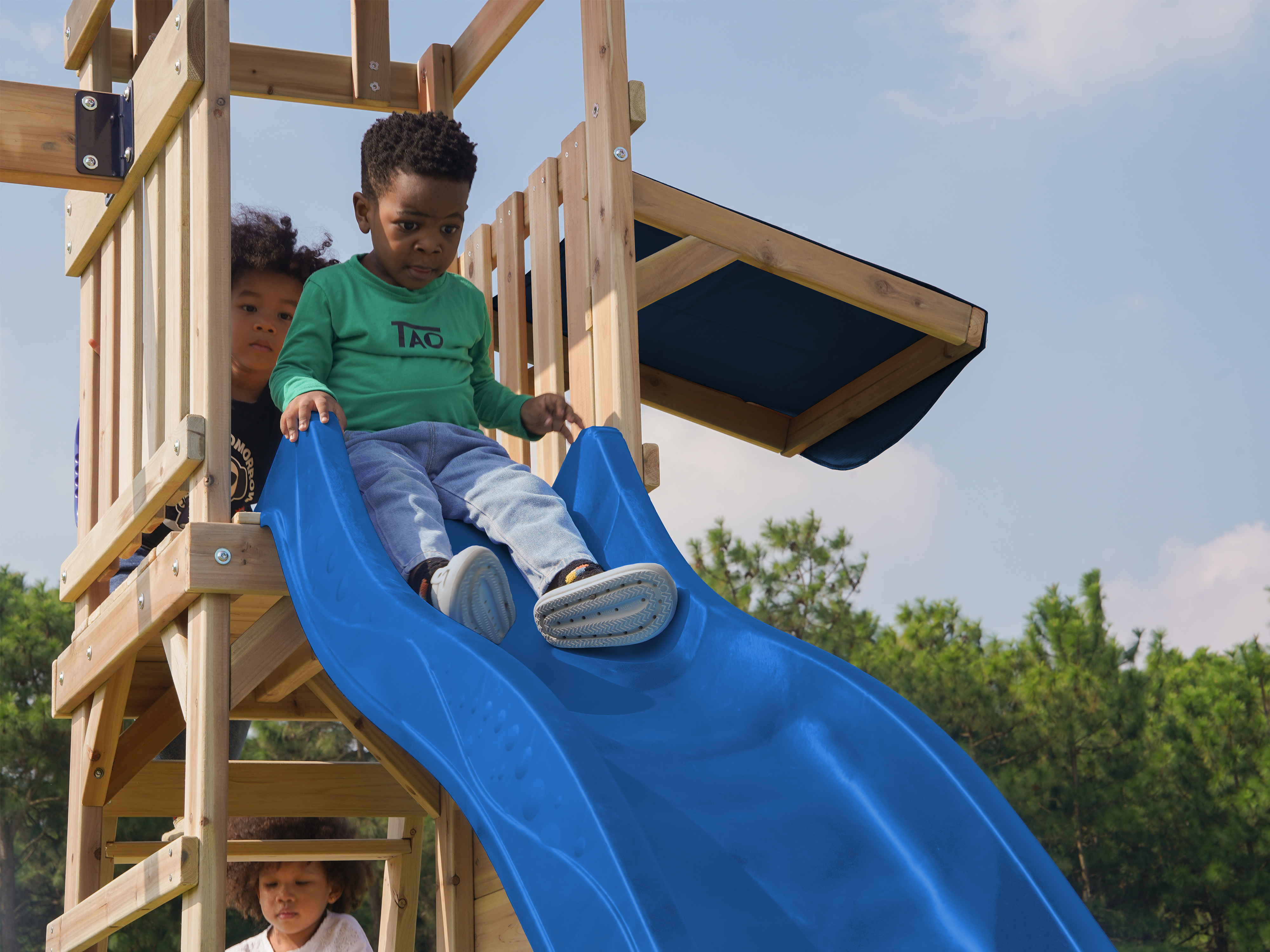 AXI Malik Climbing Frame with Double Swing Set - Blue Slide