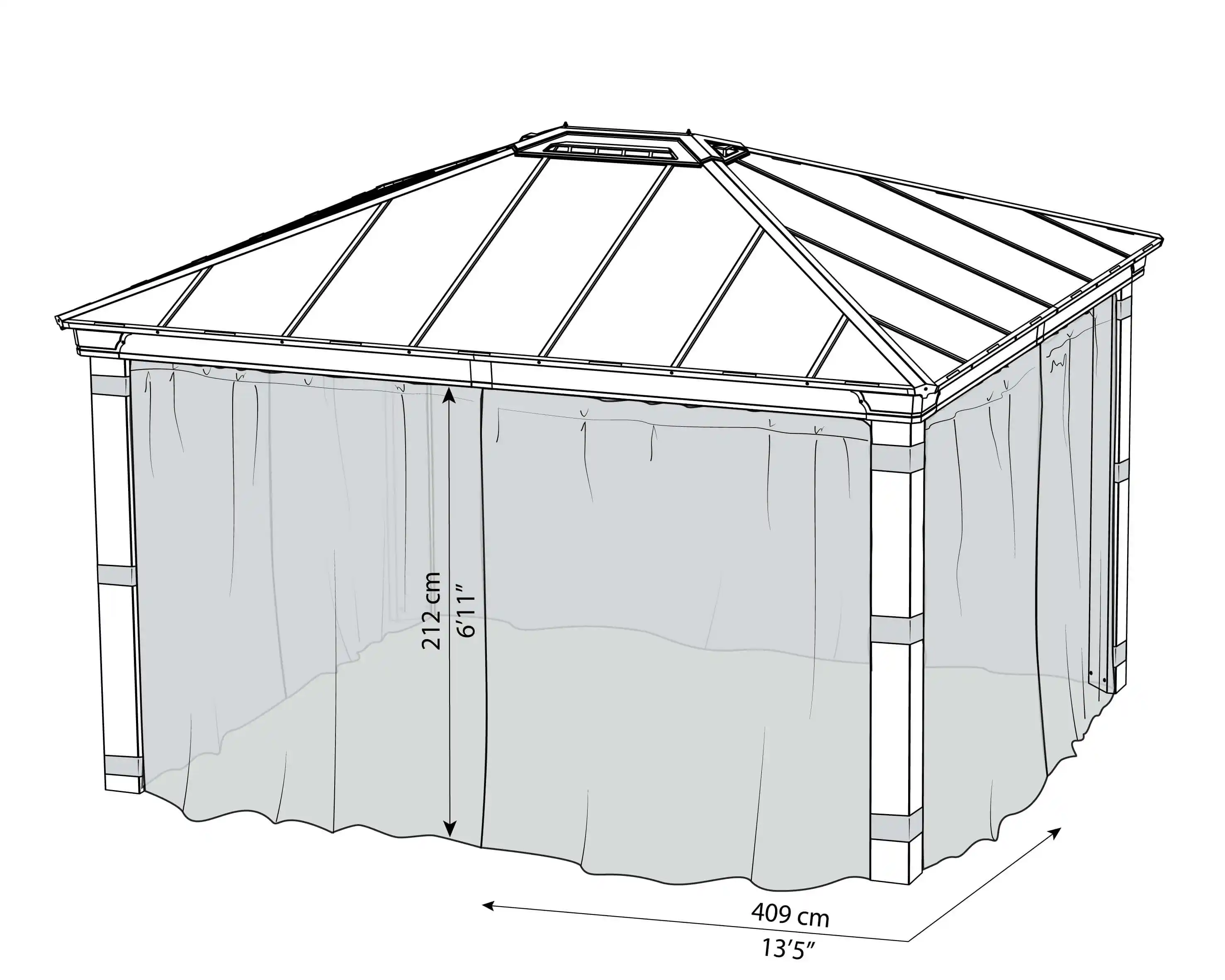 Canopia Gaasset voor Dallas tuinpaviljoen 430X360 Zwart