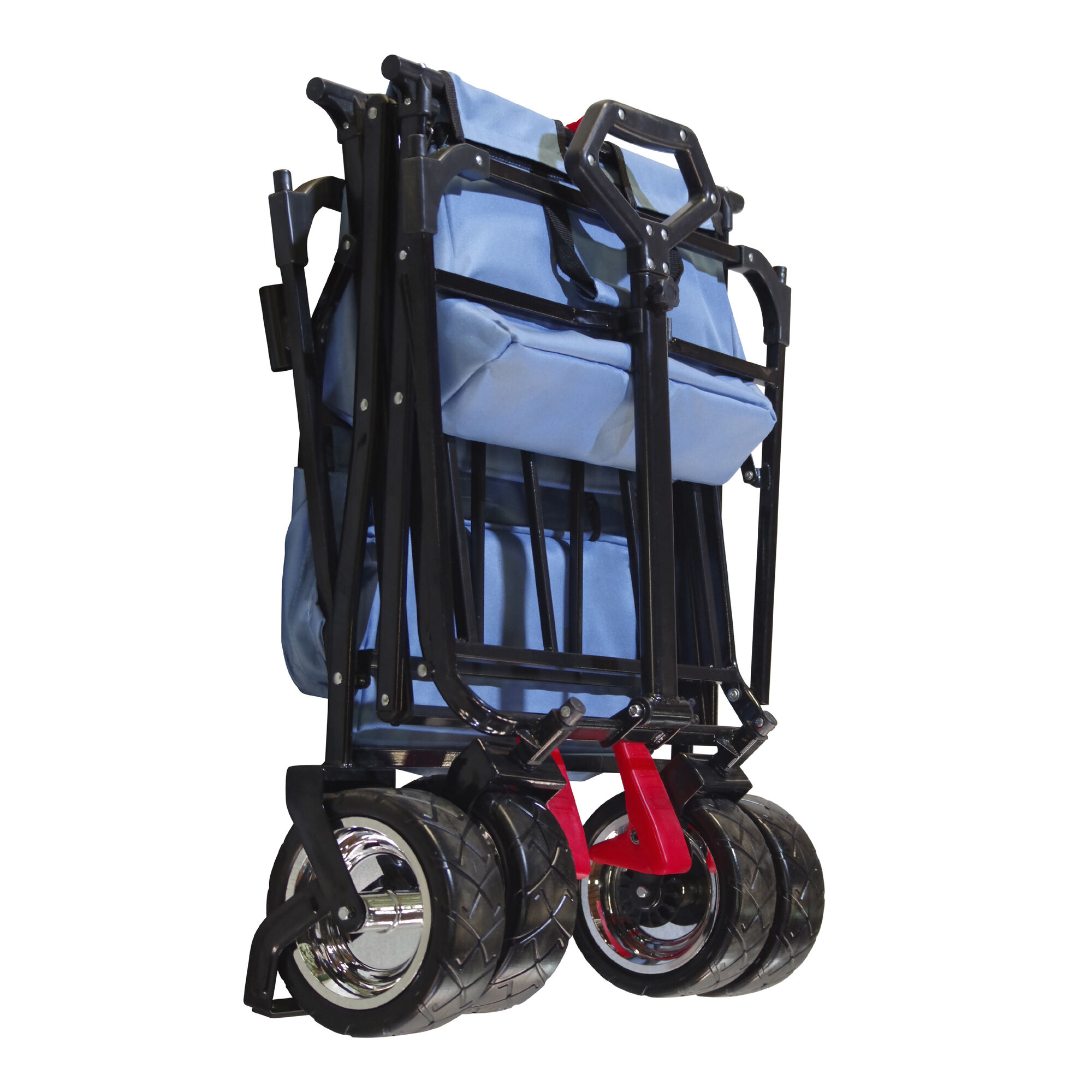 productfoto AXI AB210 Opvouwbare Bolderwagen met dak, tas, rem en duwstang Blauw