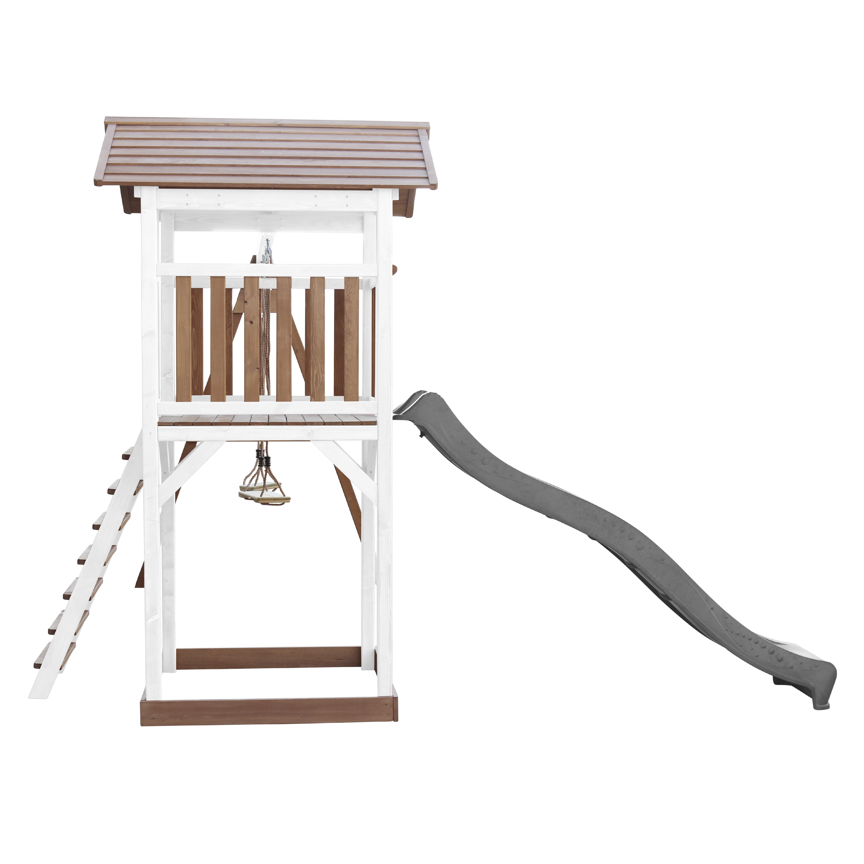 AXI Beach Tower with Double Swing Set Brown/White - Grey Slide-8717973939306 AXI Beach Tower with Double Swing Set Brown/White - Grey Slide