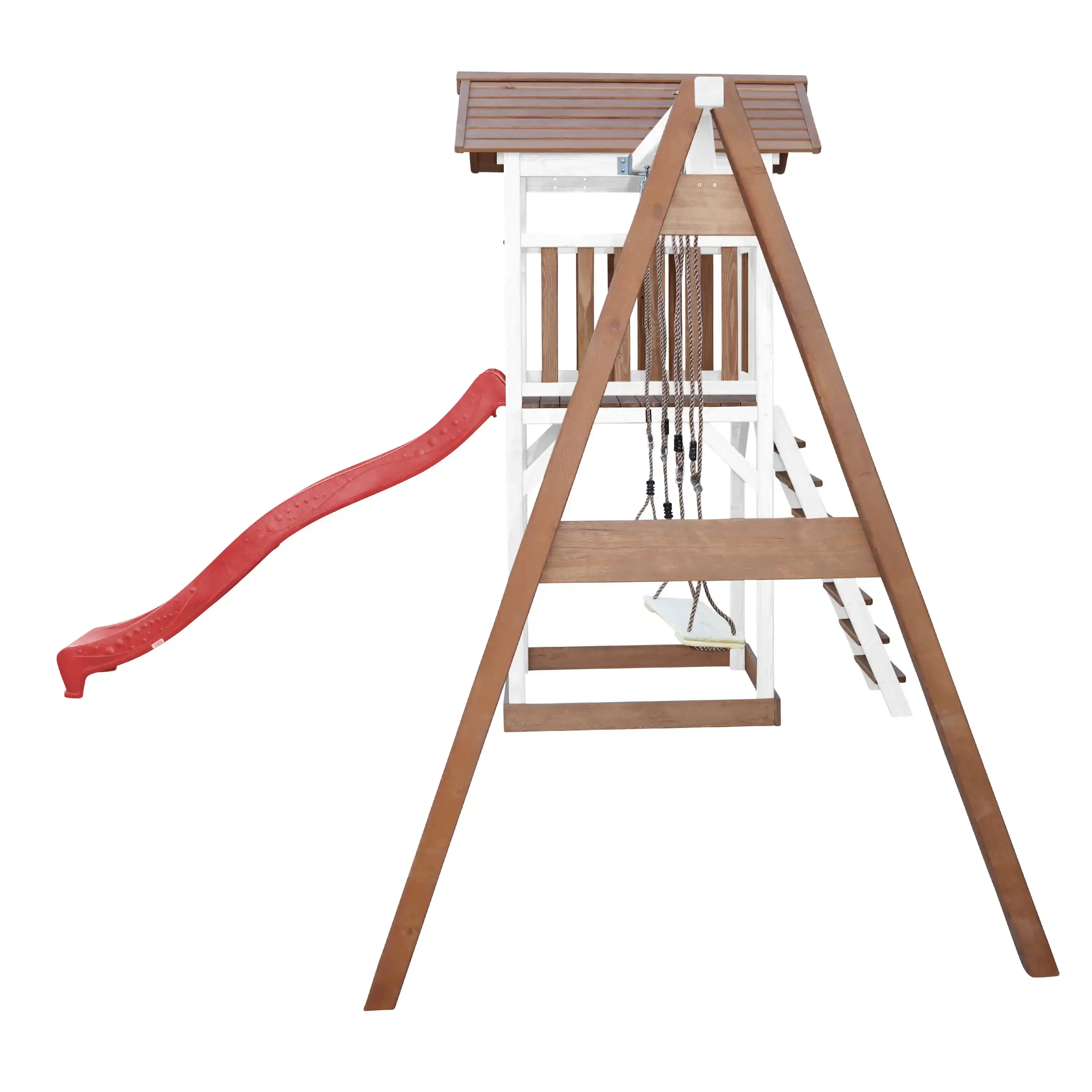 AXI Beach Tower Speeltoren met Dubbele Schommel Bruin/wit - Rode Glijbaan