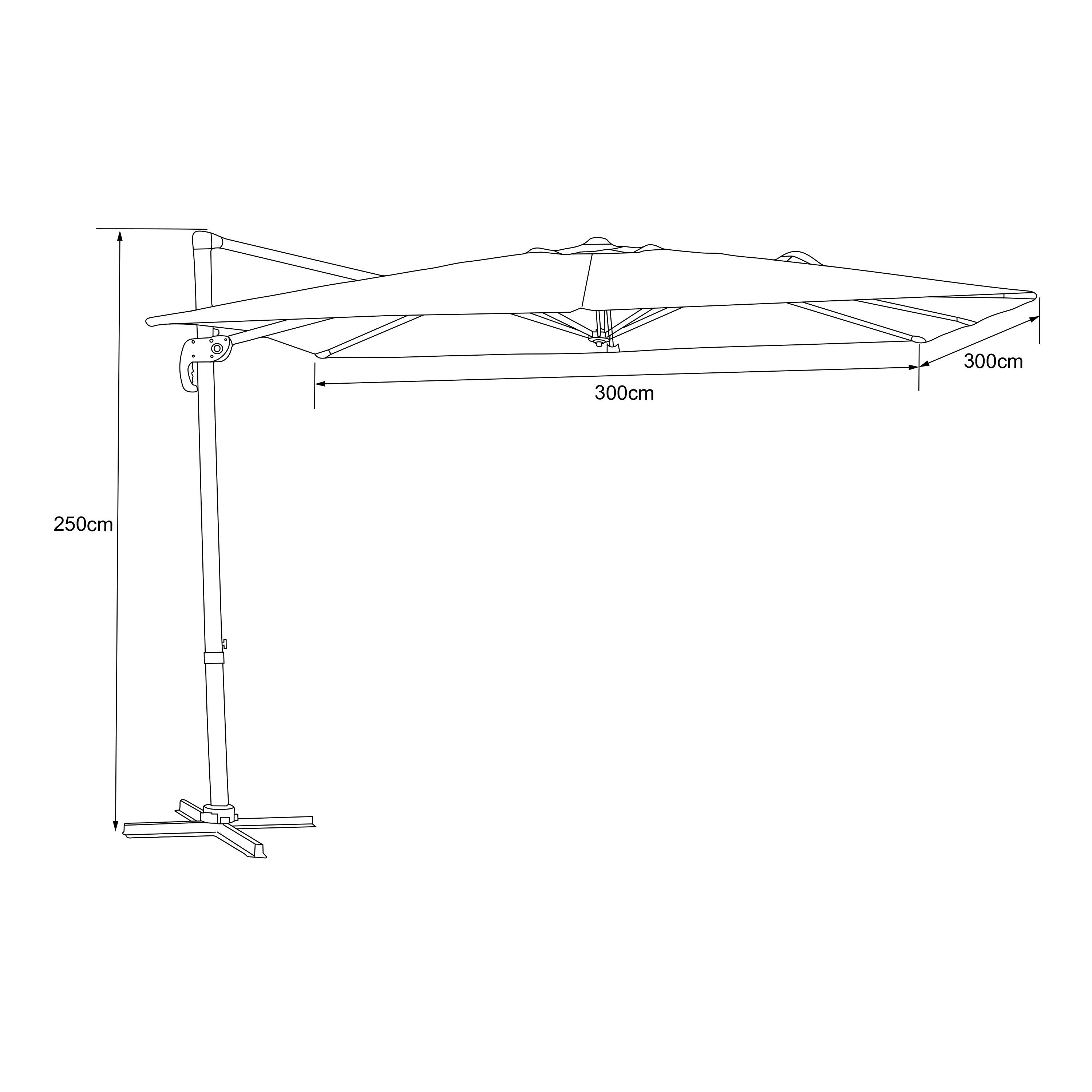 AXI Nima Parasol déporté 300x300cm Anthracite/taupe 