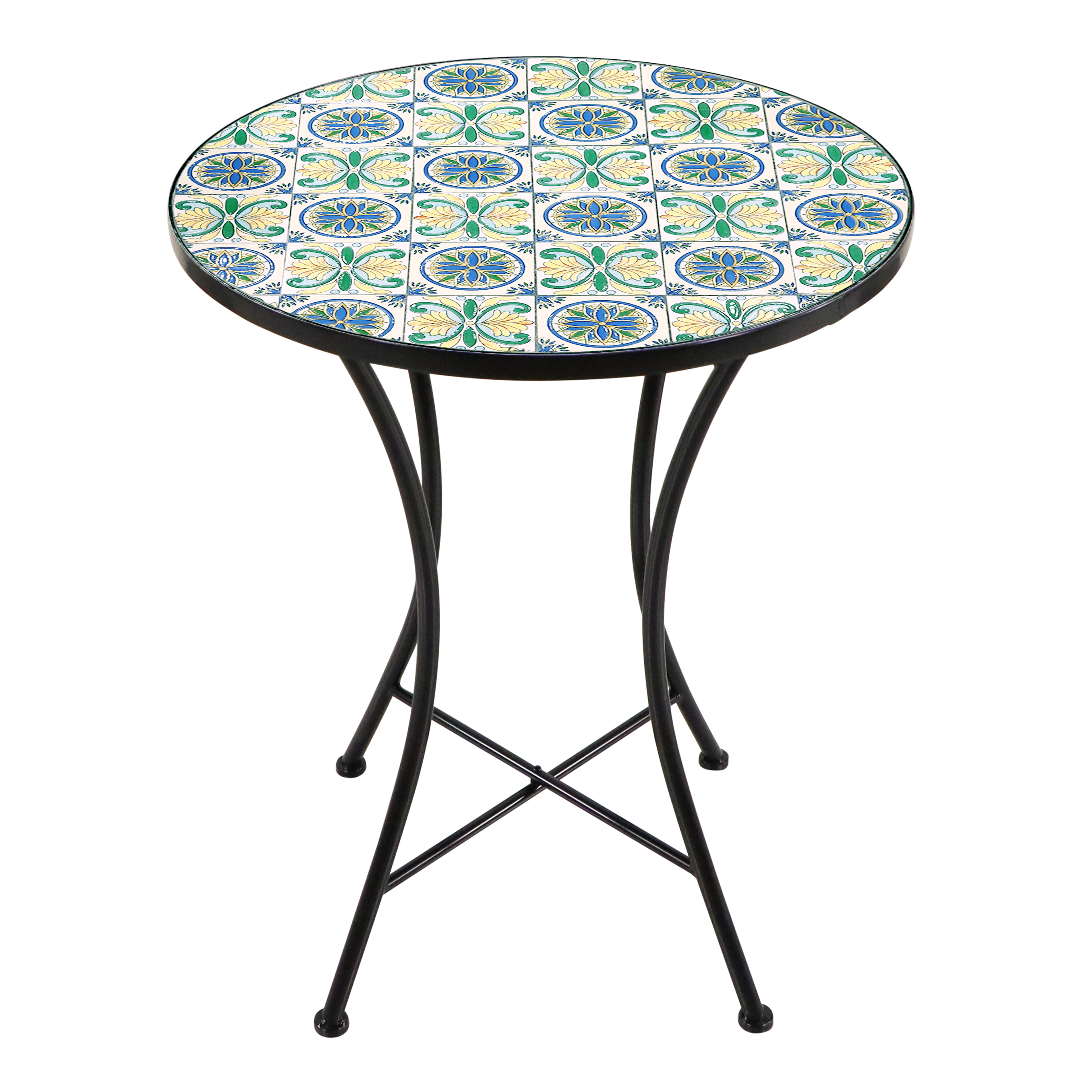 AXI Amélie Chaise Bistrot Mosaique Style Sicilien Bleu/Jaune