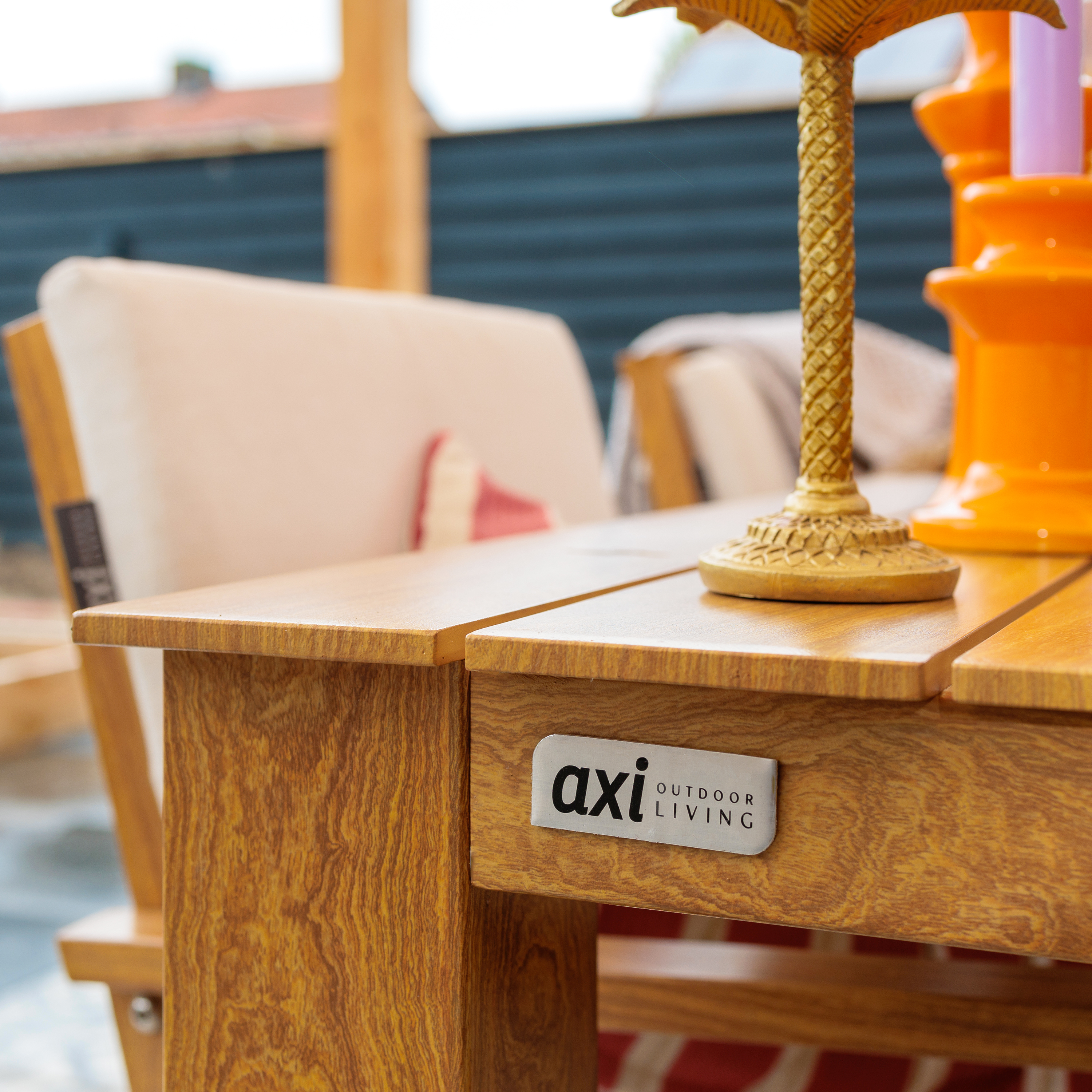 AXI Jada Garden Set with 6 chairs - Wood-look/Beige