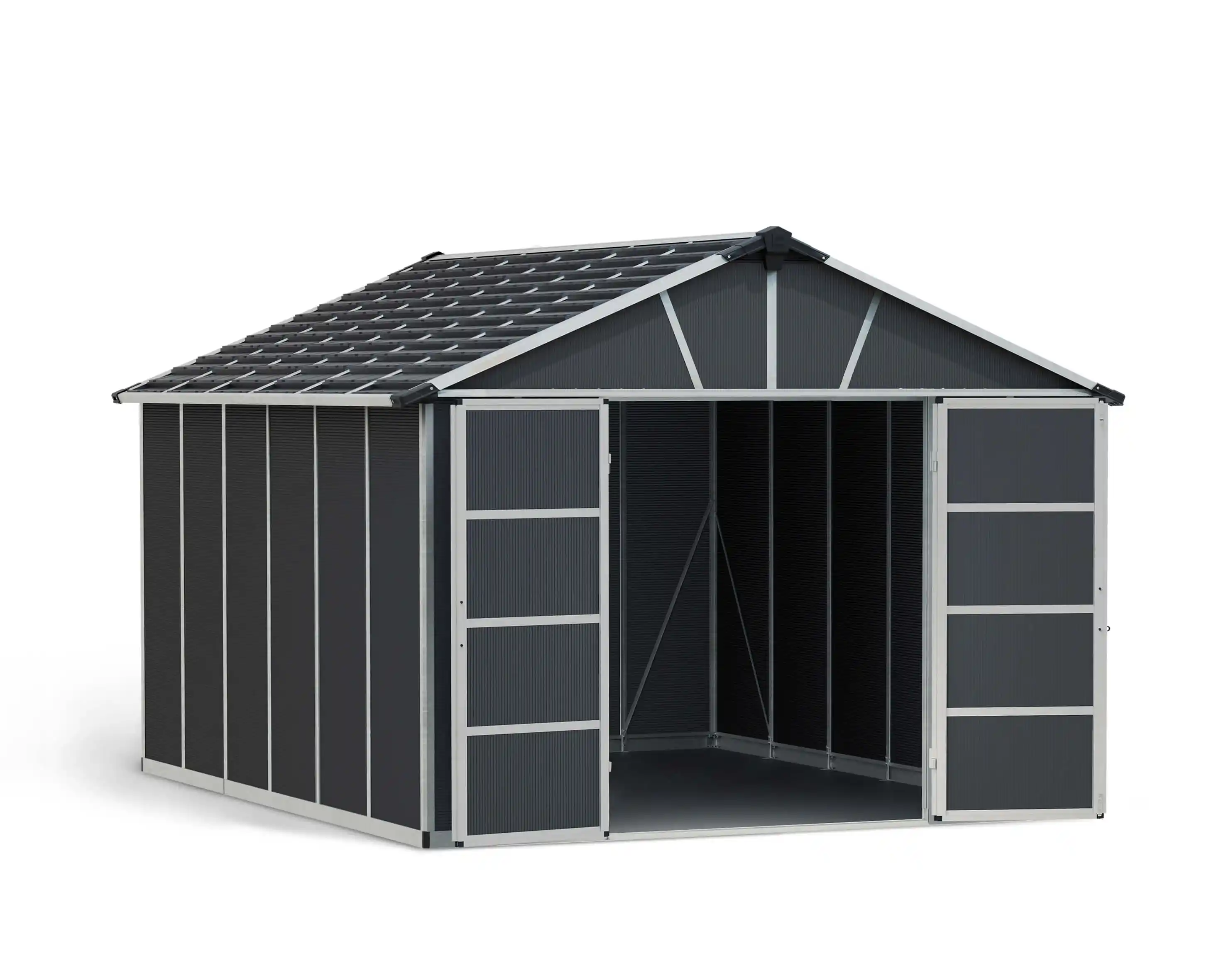 Canopia Yukon grote 395X332 cm schuur met vloer Donkergrijs-7290108137316 Canopia Yukon grote 395X332 cm schuur met vloer Donkergrijs