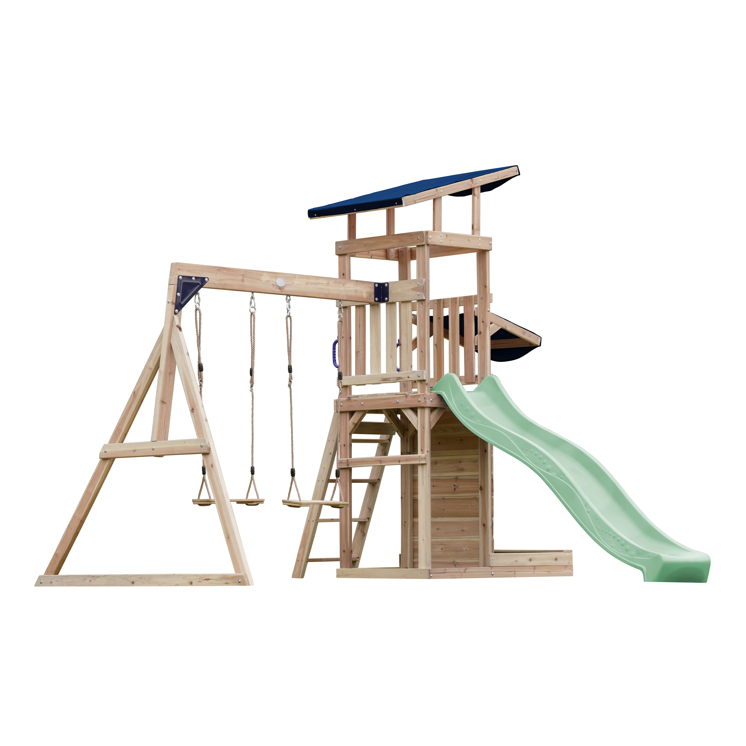 AXI Malik Climbing Frame with Double Swing Set - Pastel Green Slide