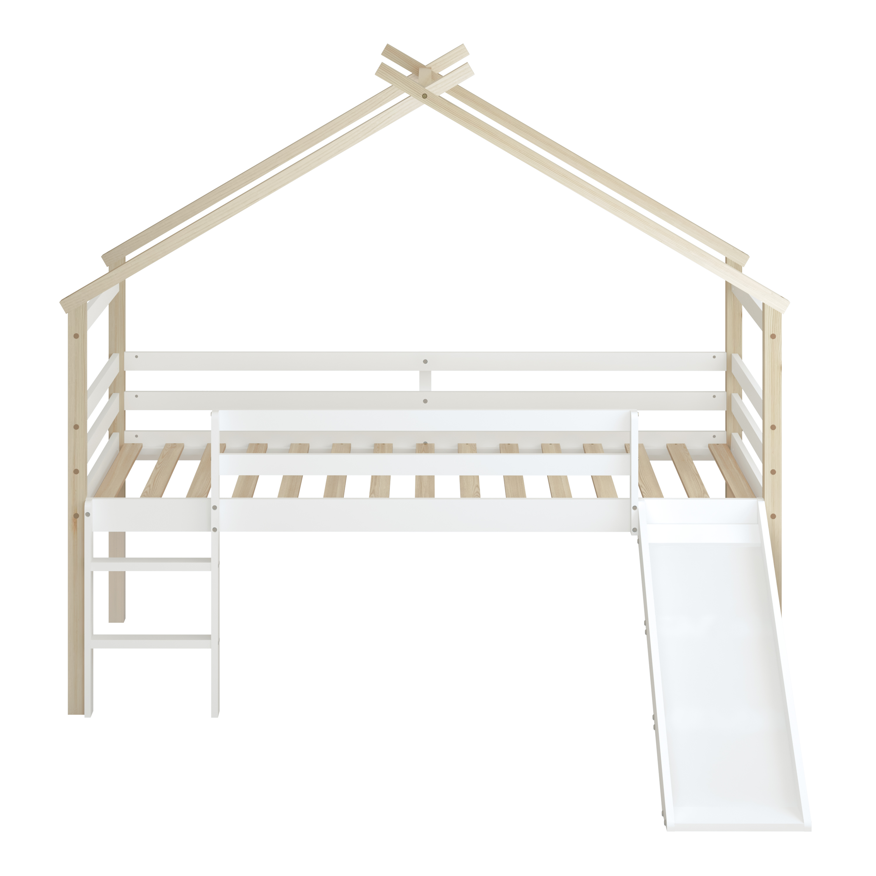 Sunny River Mid Sleeper with Slide Brown/White – Without Mattress-8720365068942 Sunny River Mid Sleeper with Slide Brown/White – Without Mattress