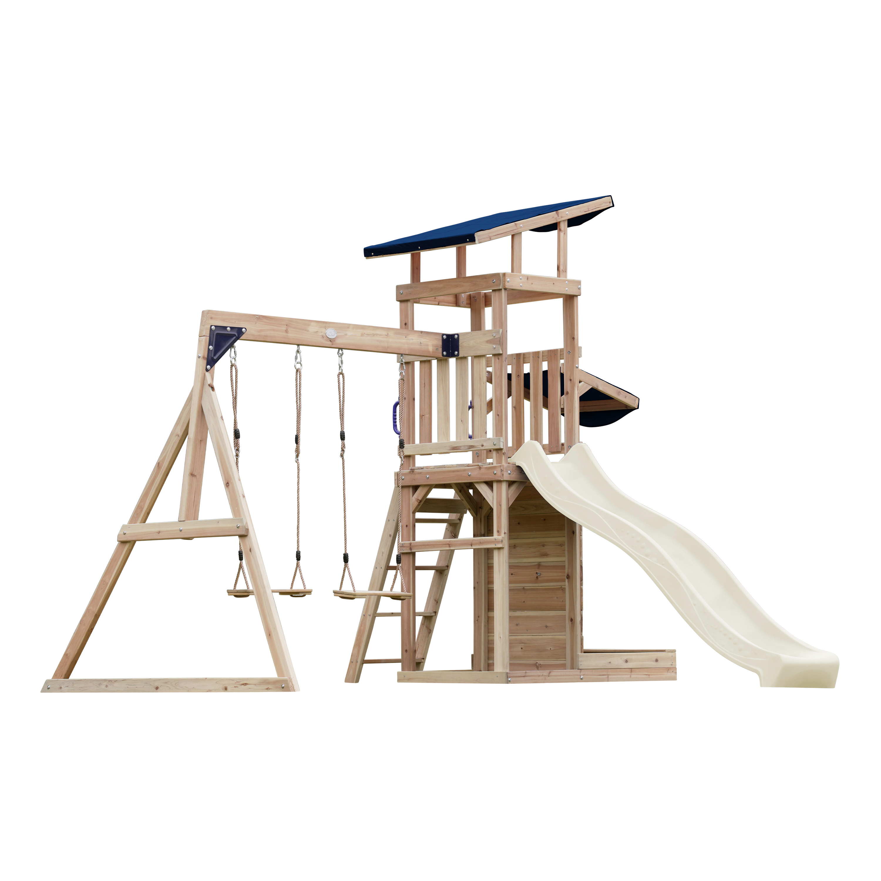 AXI Malik Climbing Frame with Double Swing Set - Cream Slide
