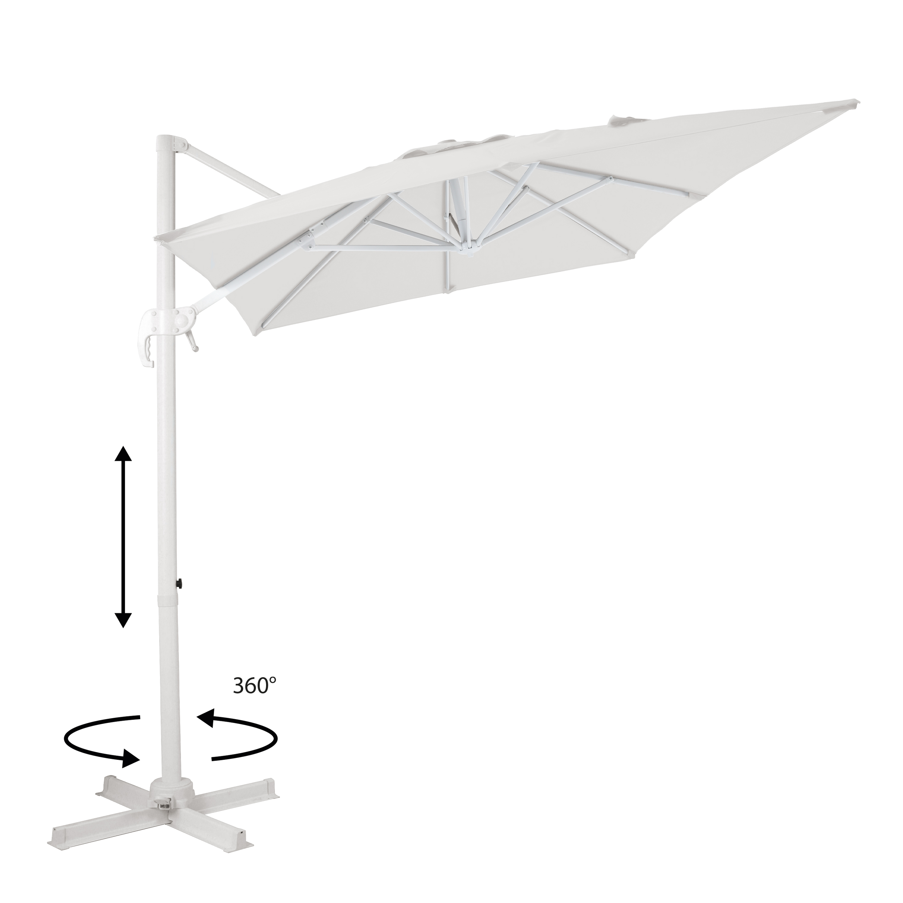 AXI Coco Parasol déporté 200x300cm blanc/beige 