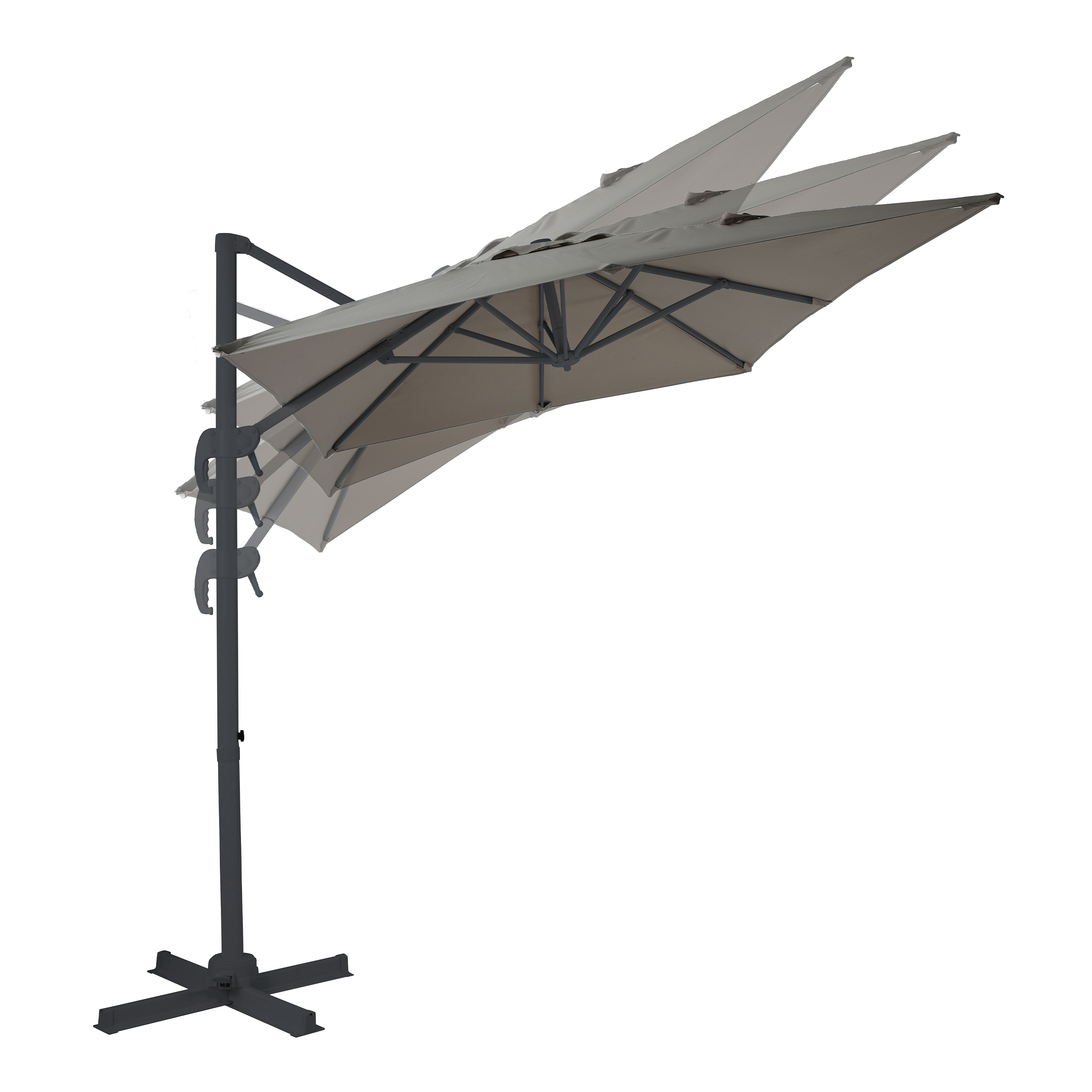 AXI Coco Parasol déporté 200x300cm Anthracite/taupe 