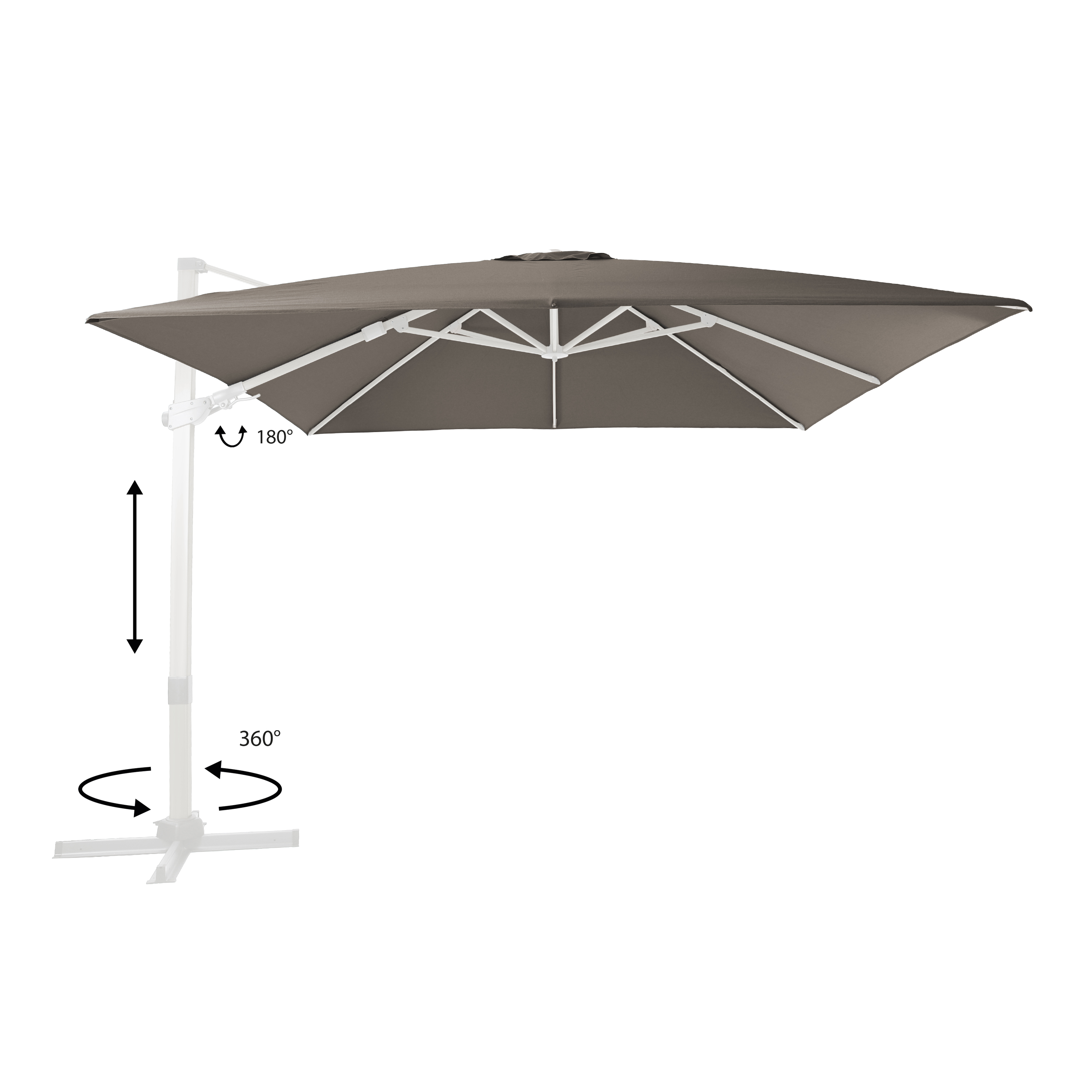 AXI Apollo Premium Parasol déporté 300x300cm blanc/taupe