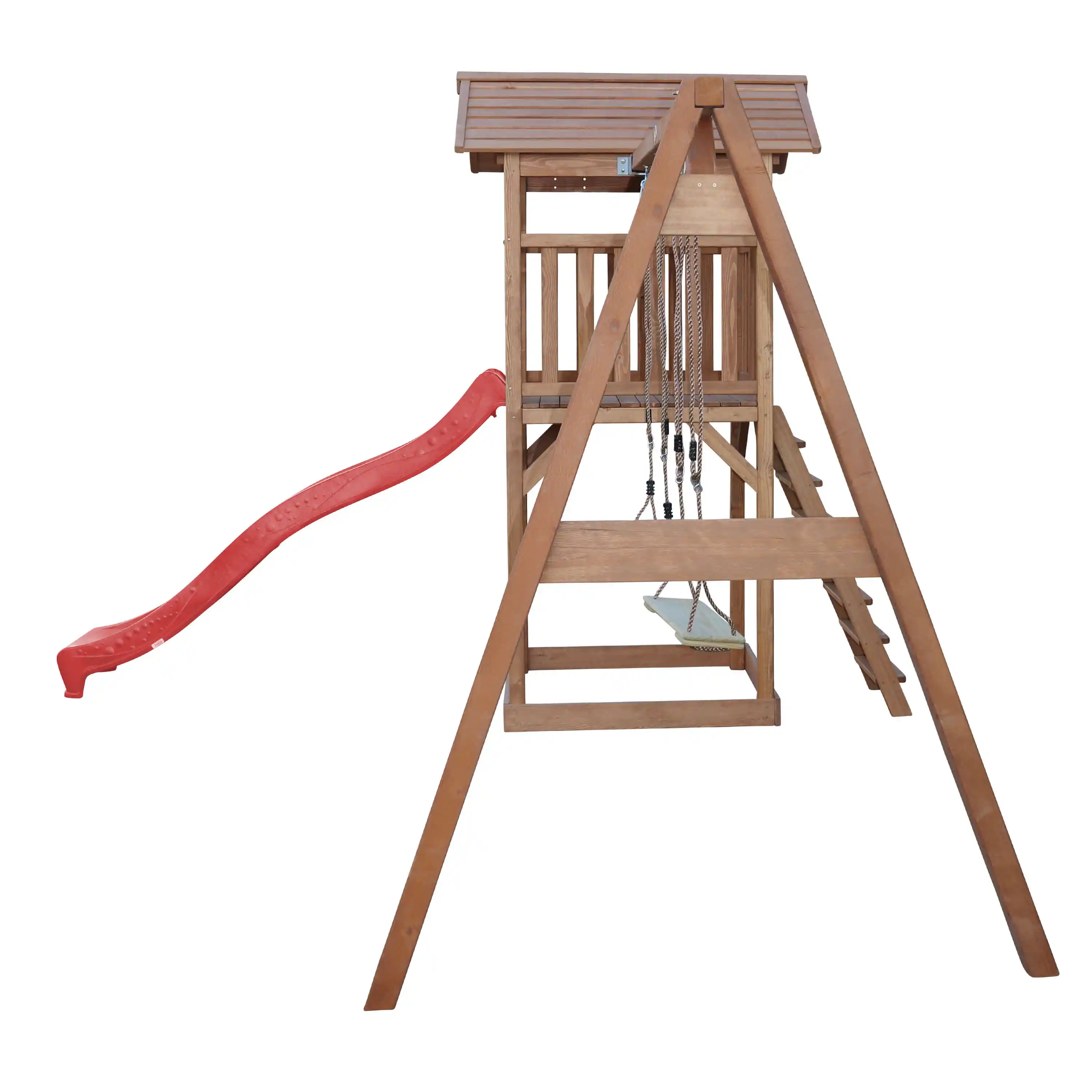 AXI Beach Tower Speeltoren met Dubbele Schommel Bruin - Rode Glijbaan