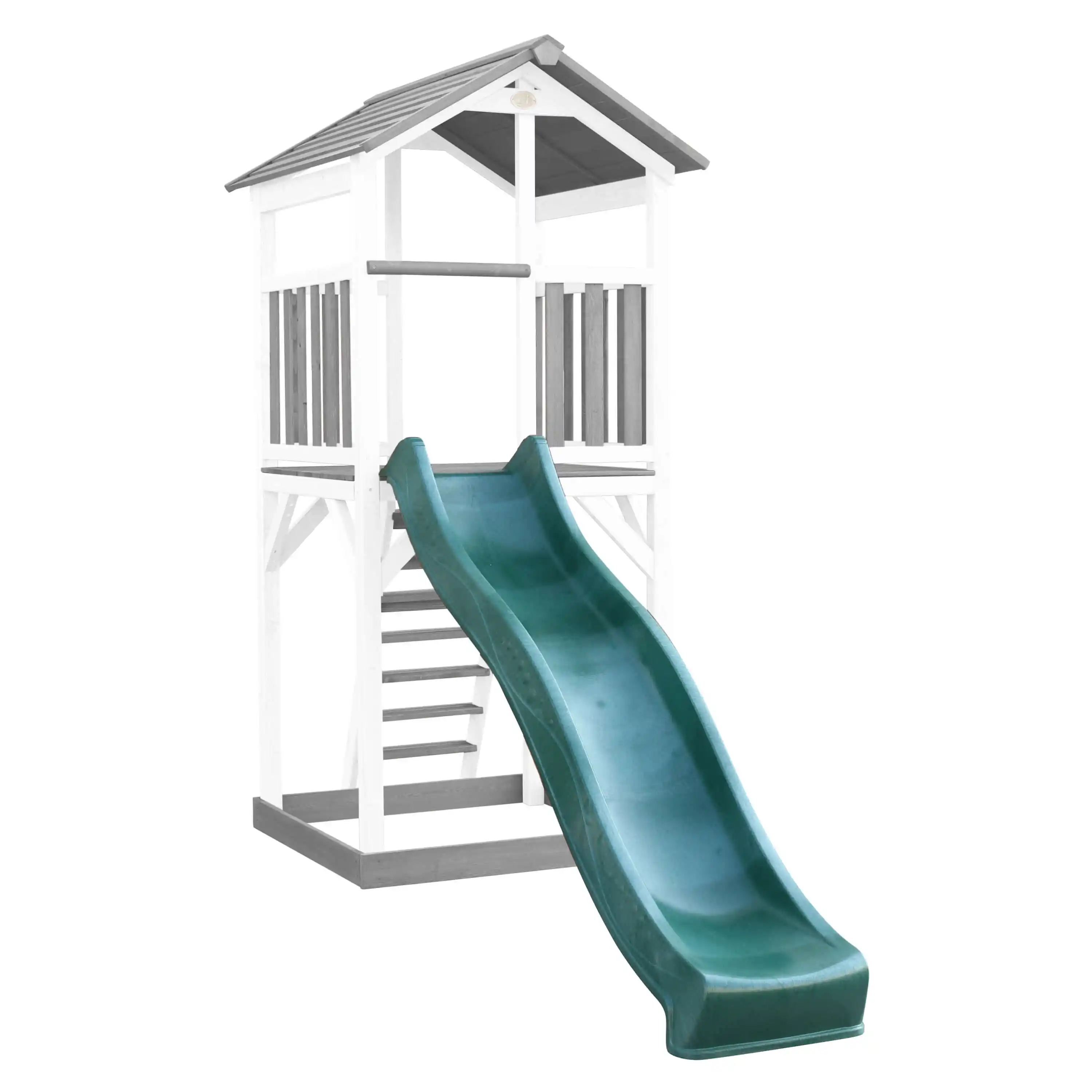 AXI Beach Tower Aire de jeux Grise/Blanche - Toboggan Vert