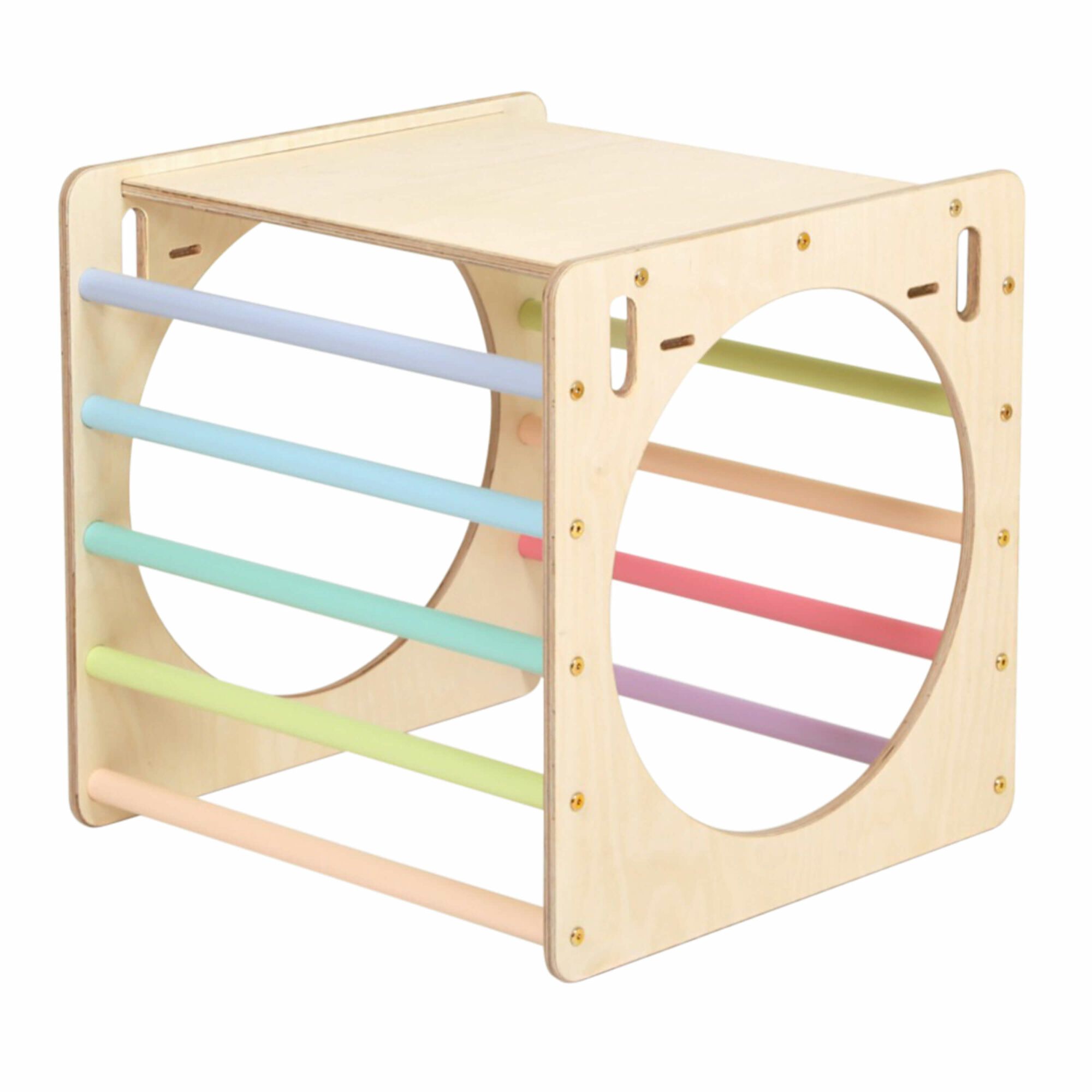 KateHaa Jouet Montessori Cube d'activités en bois Planche escalade Couleur Pastel