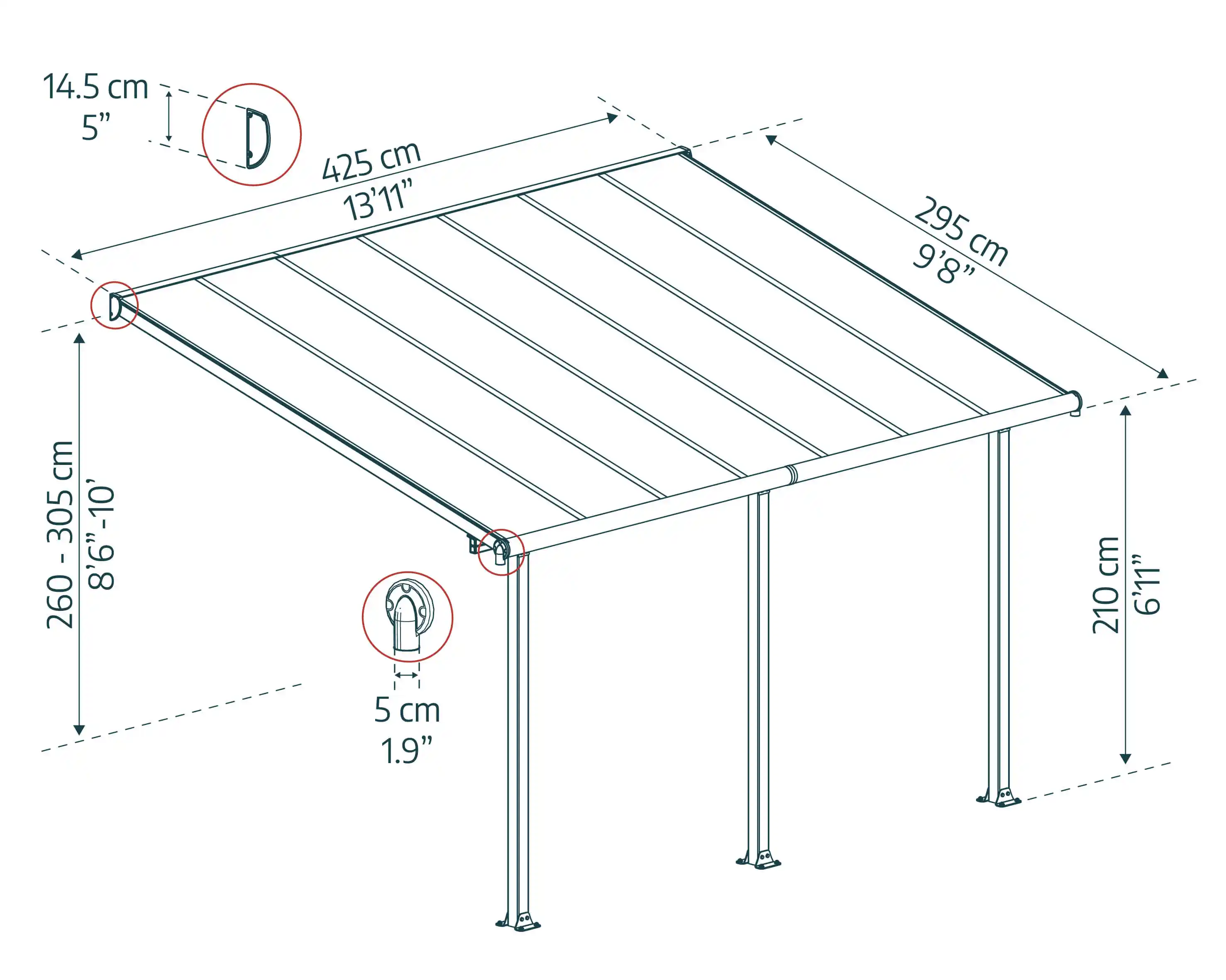 Canopia Olympia 425X294 cm Terrasoverkapping Wit Helder