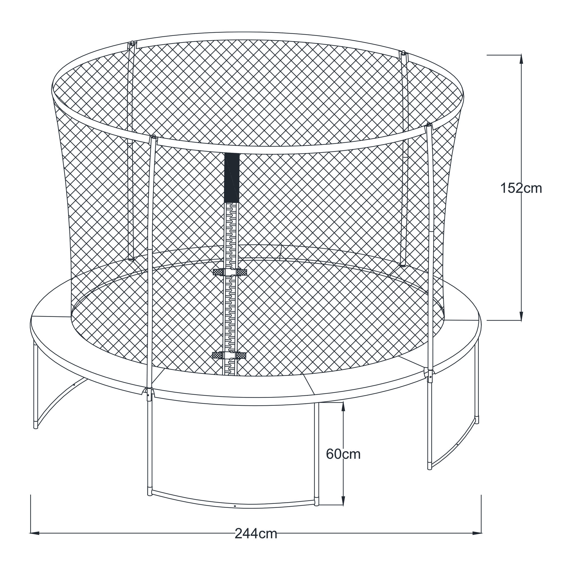 AXI Boston Trampoline rond avec filet 244 cm - Enterré et Hors sol - Noir