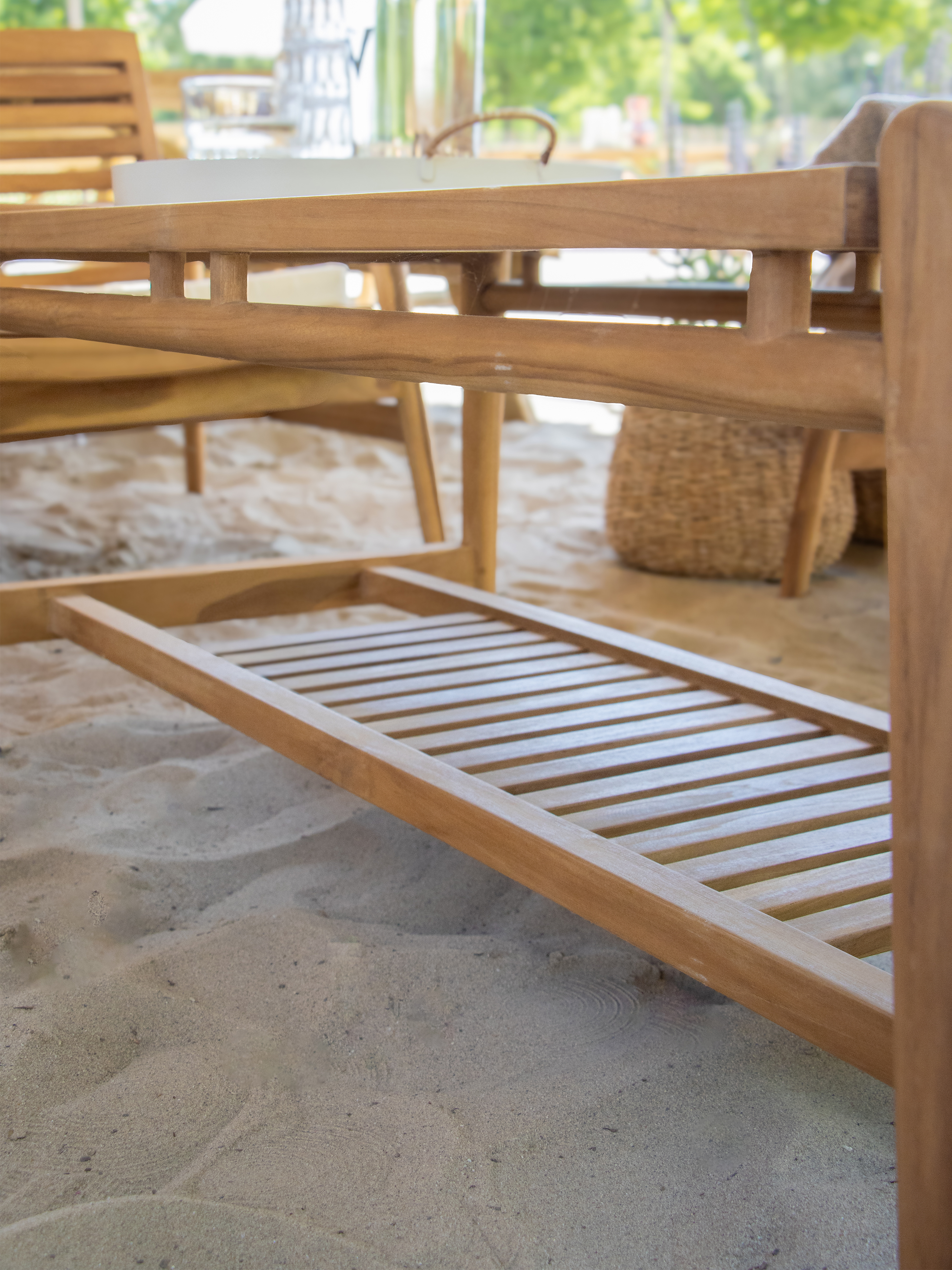 AXI June Lounge Set 4-piece with bench, table & 2 chairs - Teak/Cream