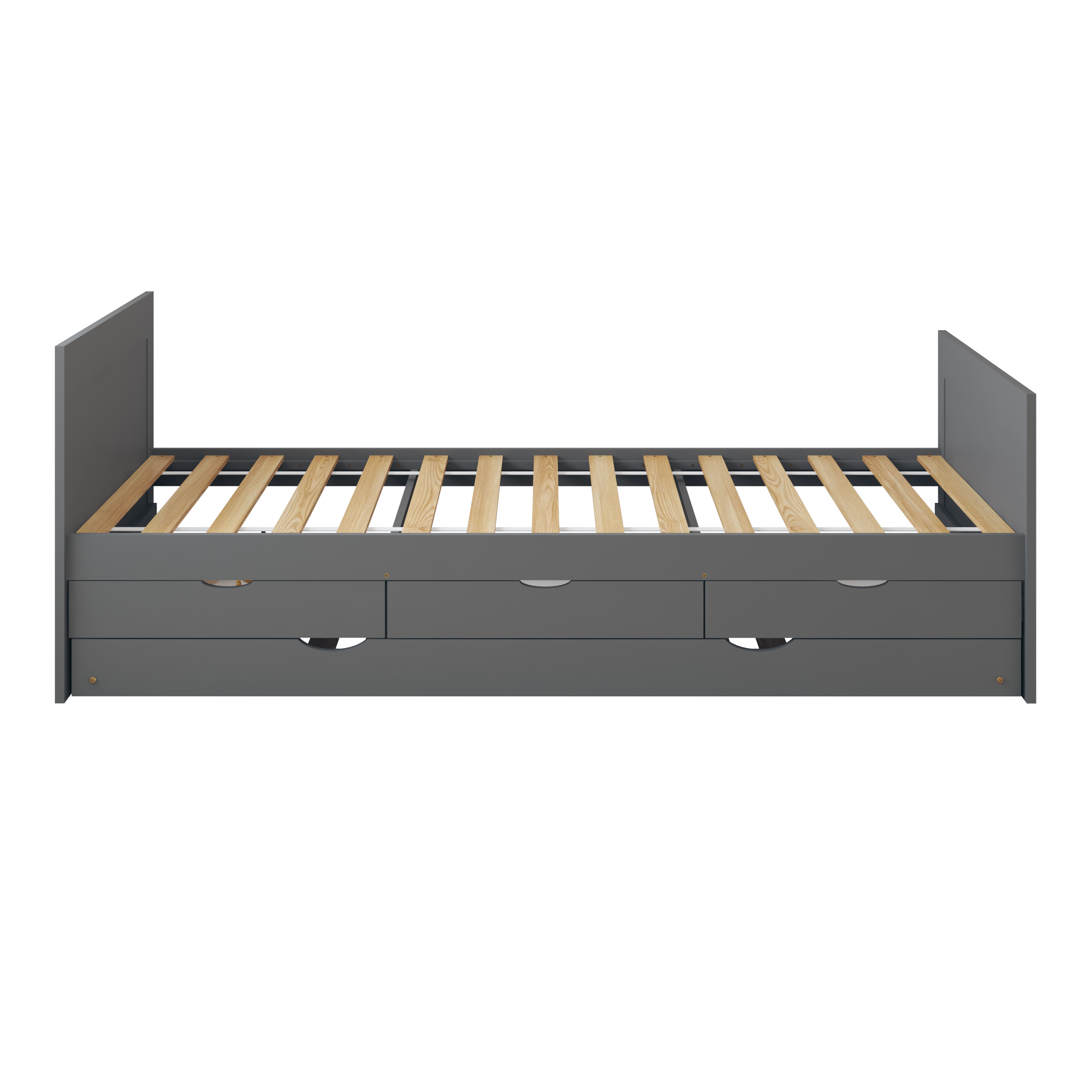 Sunny Eli Kids Bed with Pull-Out Bed and 3 Storage Drawers Grey – With Mattress