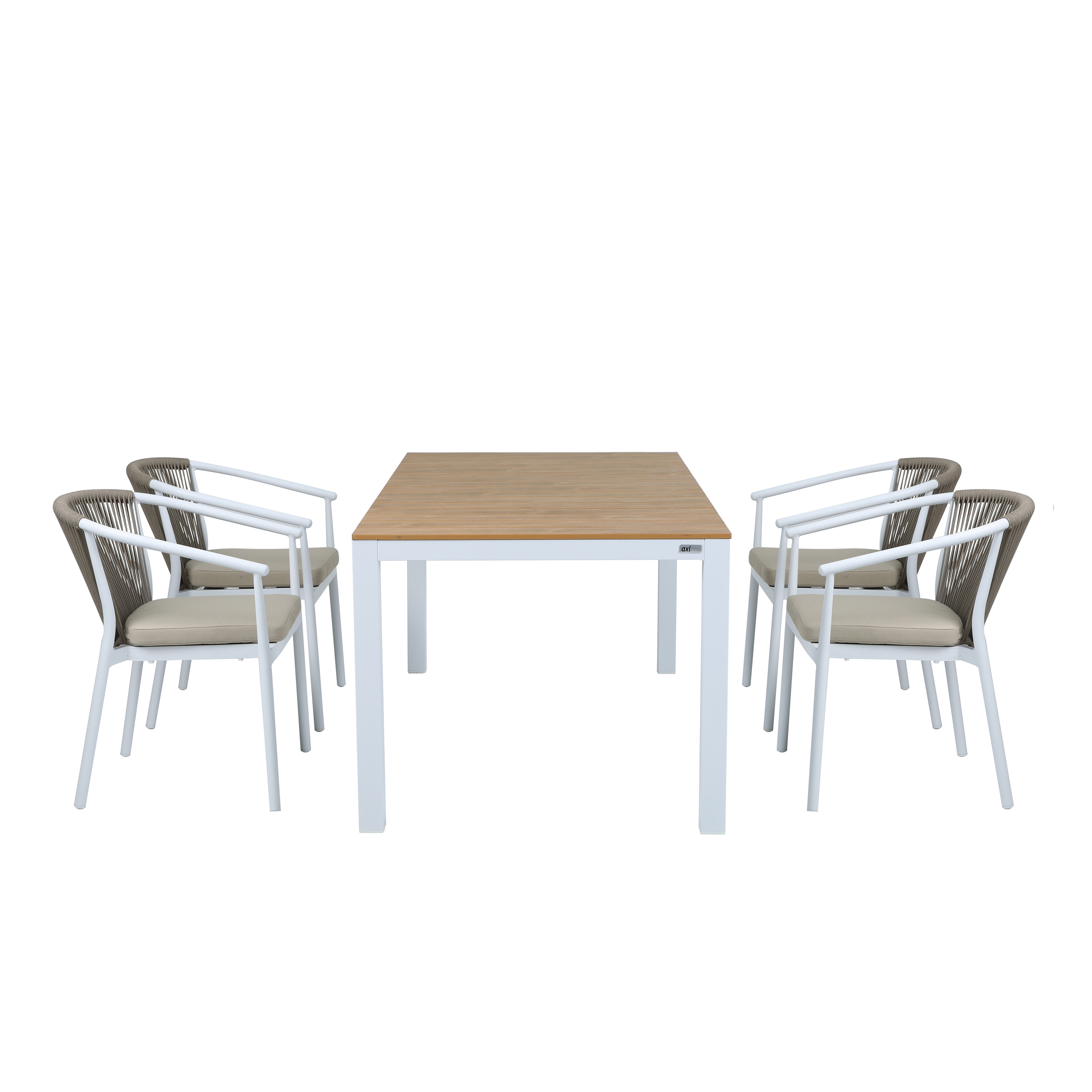 AXI Suvi Table et chaise de jardin avec 4 Chaises blanches en polywood aspect teck 