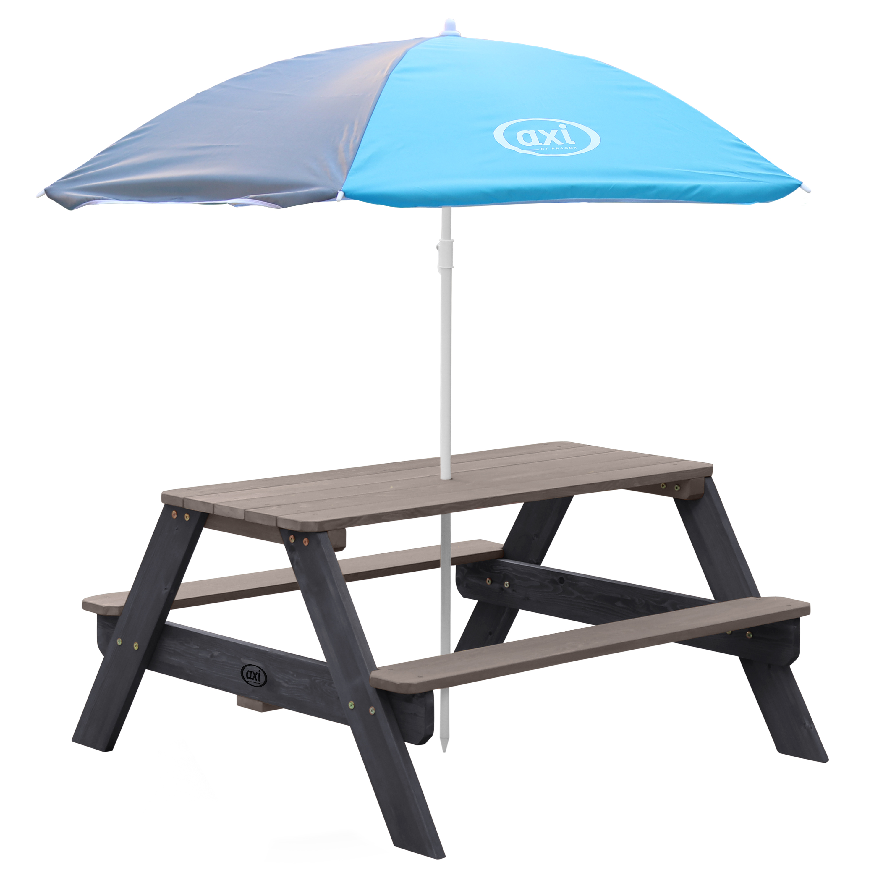 AXI Nick Picnic Table Anthracite/Grey - Umbrella Blue/Grey