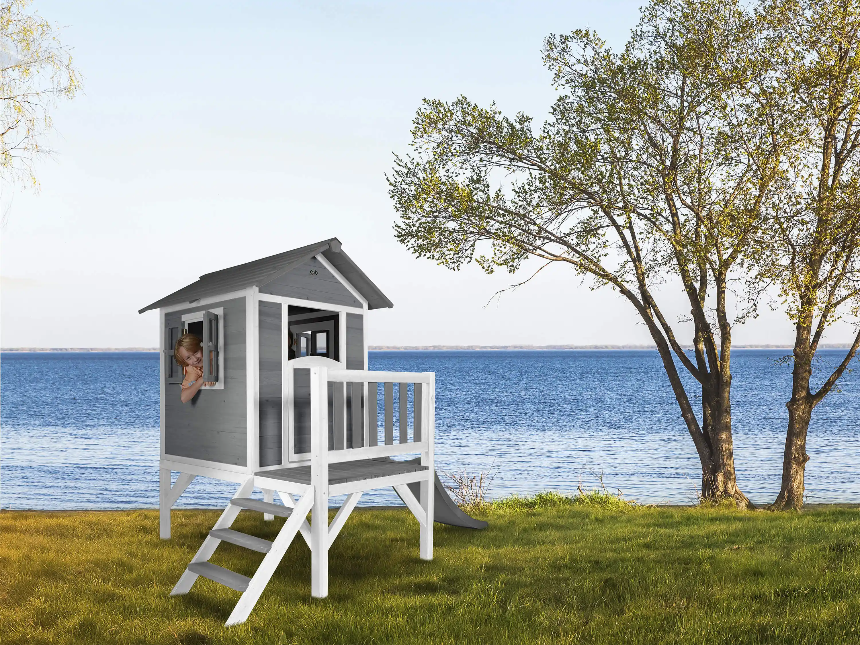 AXI Lodge XL Speelhuis Cool Grijs - Grijze Glijbaan
