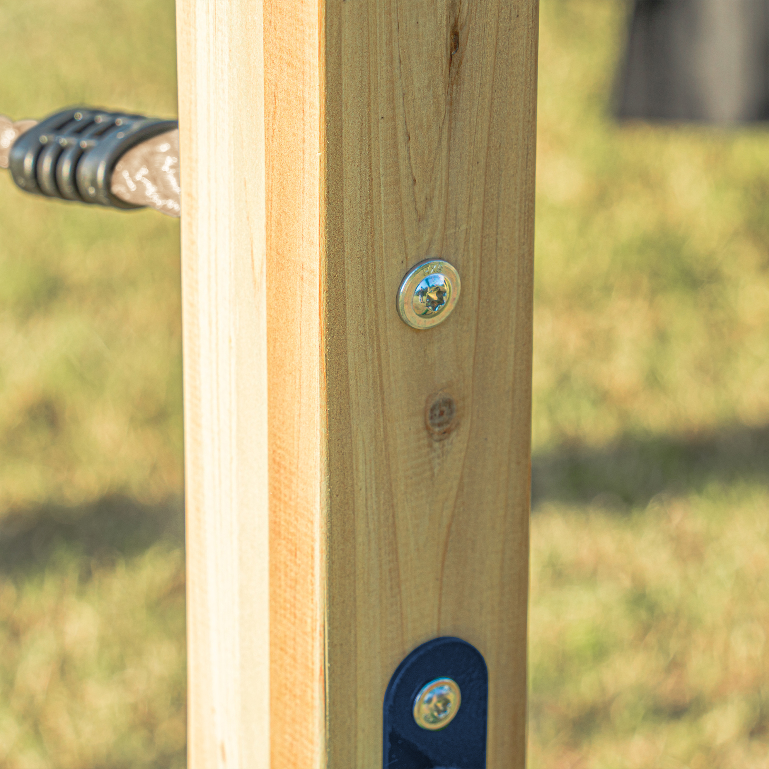 AXI Boris Wooden Playcentre with Swings, Trapeze, Climbing Nets and Monkey Bars – Blue Slide