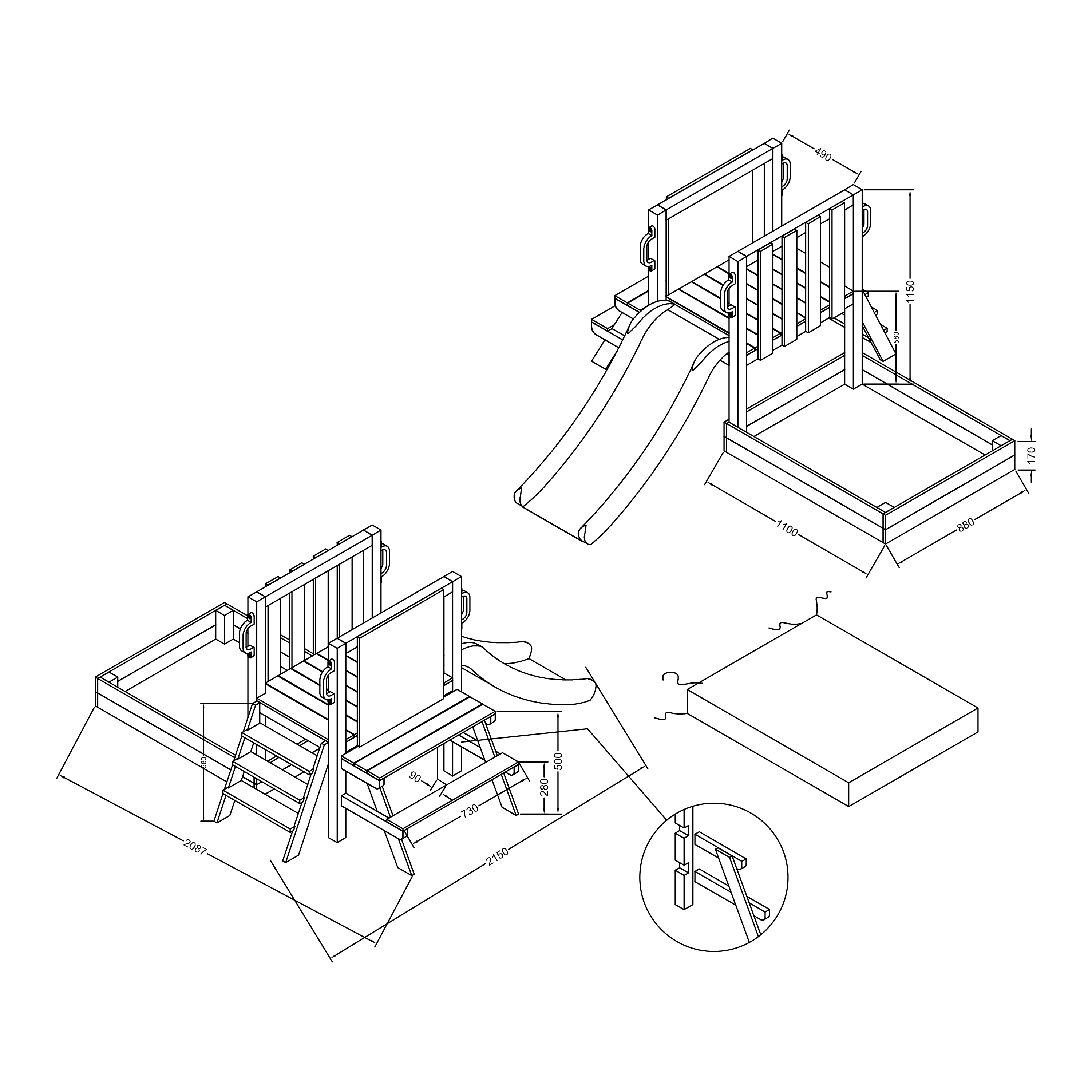 AXI Leah Mini Wooden Playtower with Sandbox. Picnic Table & Chalkboard – Purple Slide