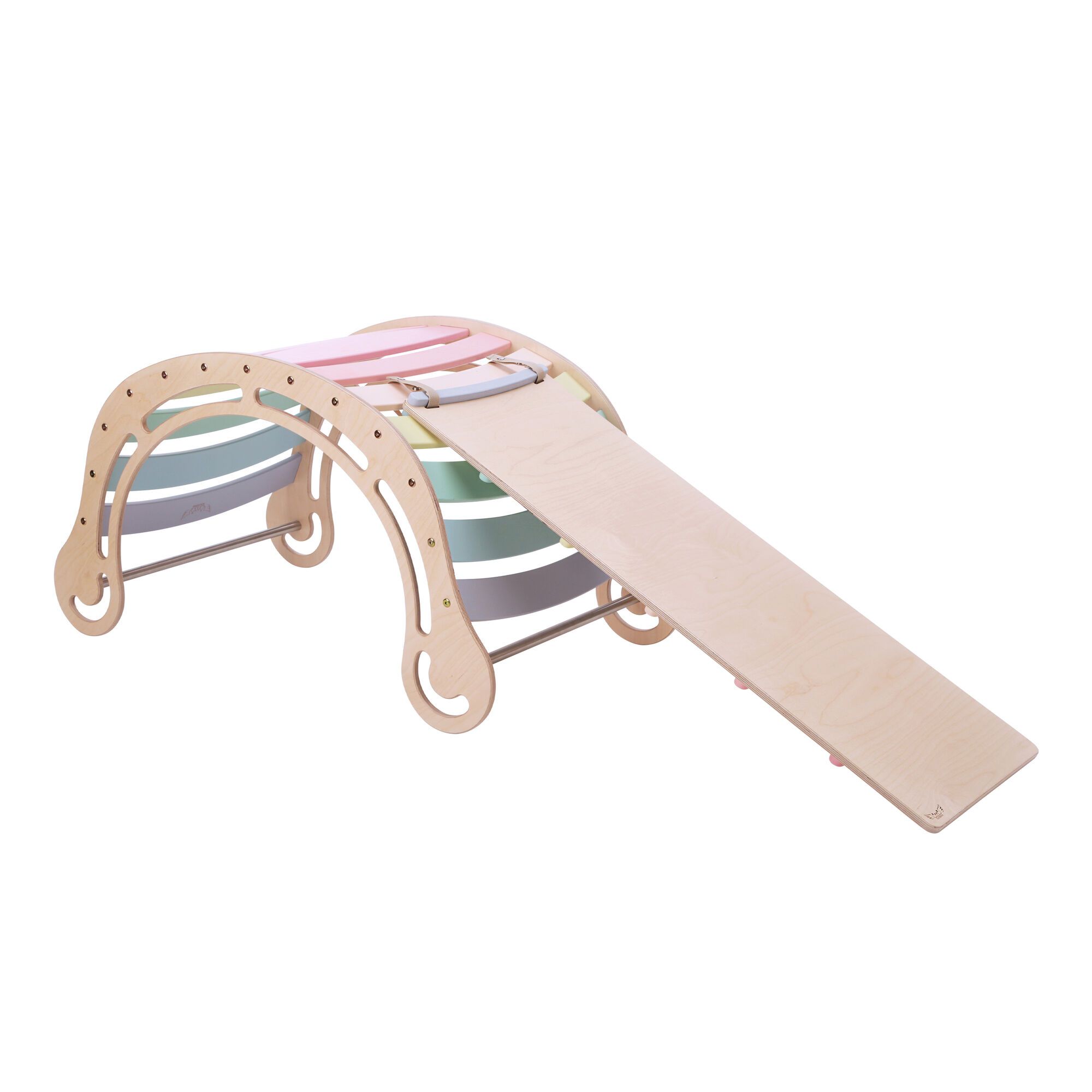 KateHaa Houten XXL Waldorf Rocker met Klimwand Pastel