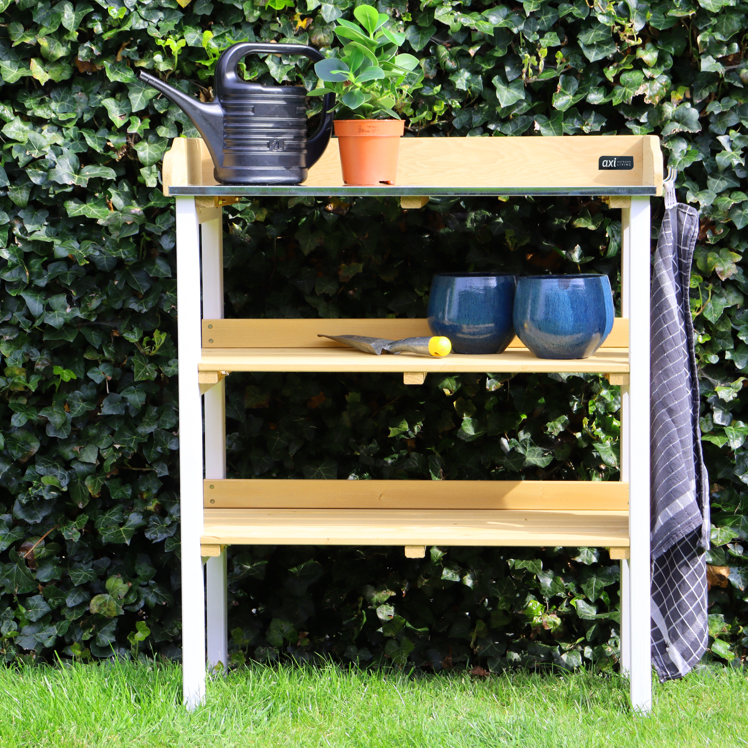 AXI Oppottafel met opbergplanken Bruin/wit-8717973938163 AXI Oppottafel met opbergplanken Bruin/wit