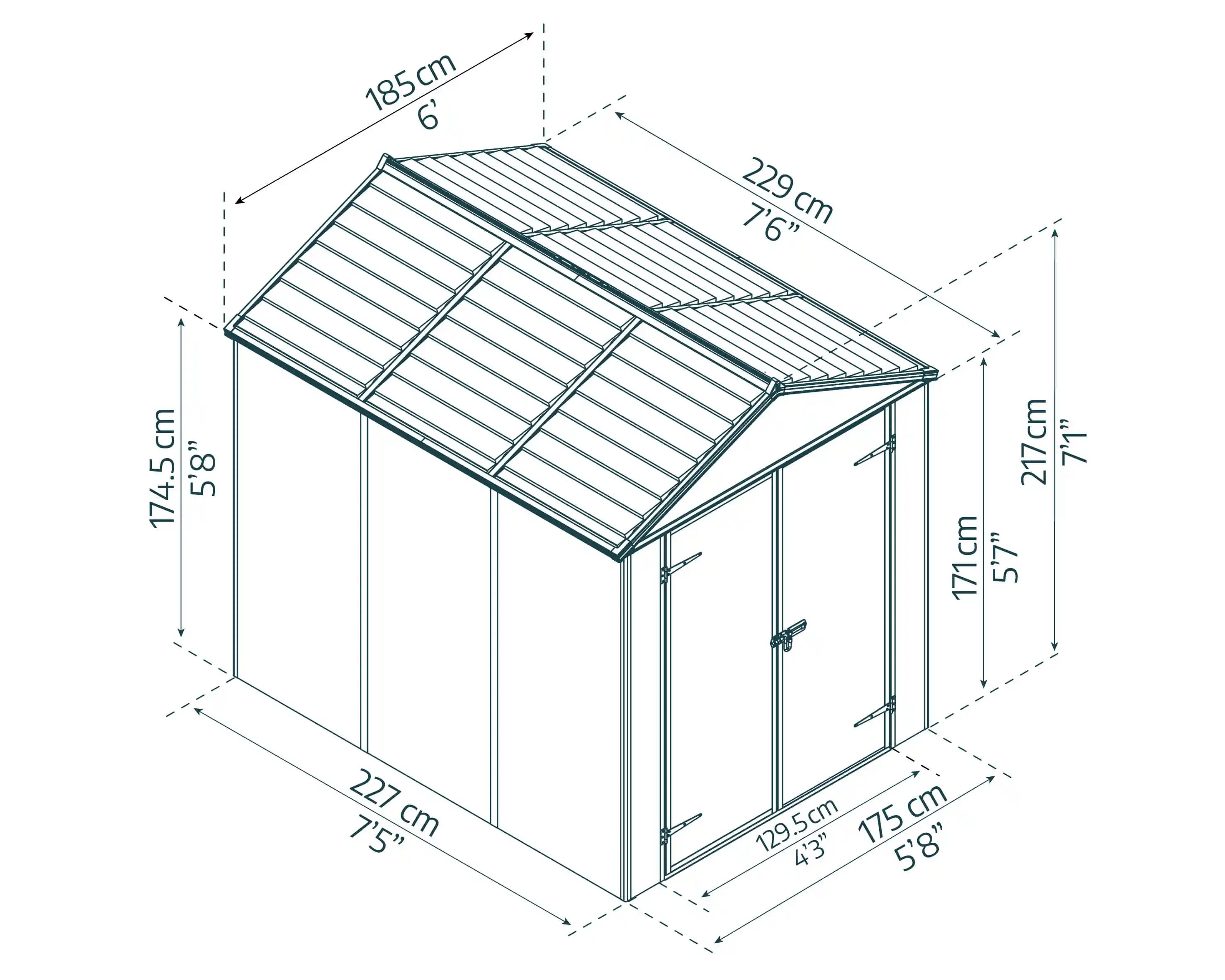 Canopia Rubicon 229X185X217 cm  Hangar de stockage extérieur Gris foncé ultra durable pour jardin