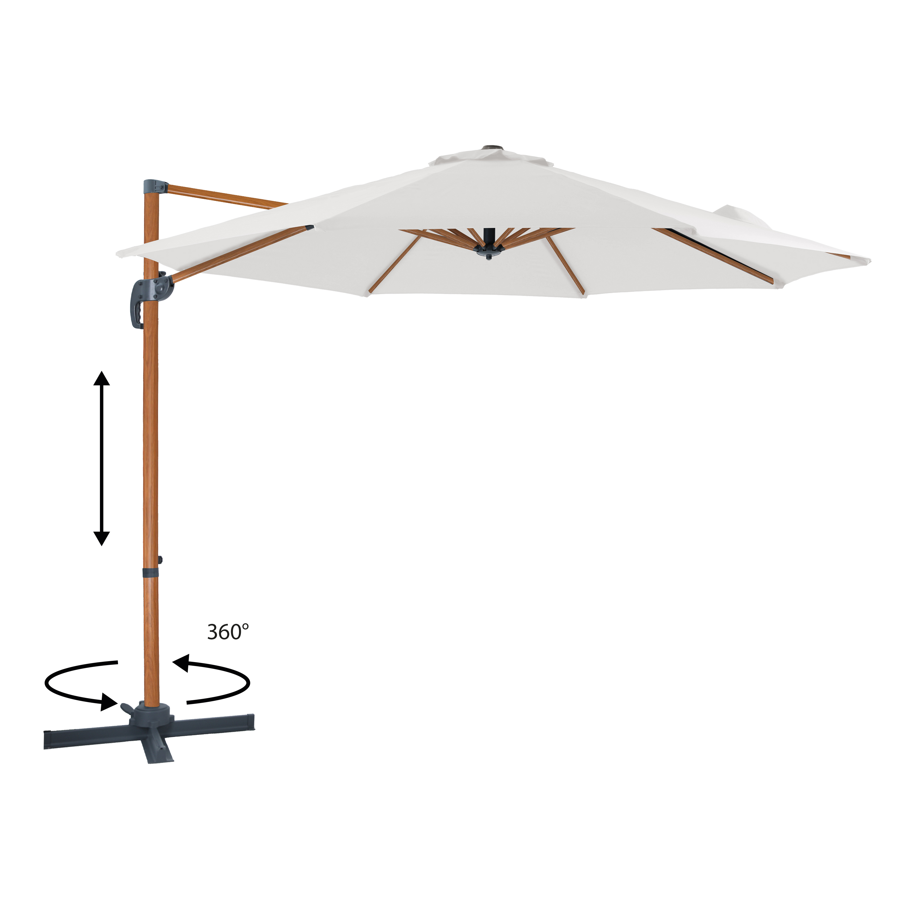 AXI Marisol Parasol déporté Ø 300cm Aspect bois/beige 