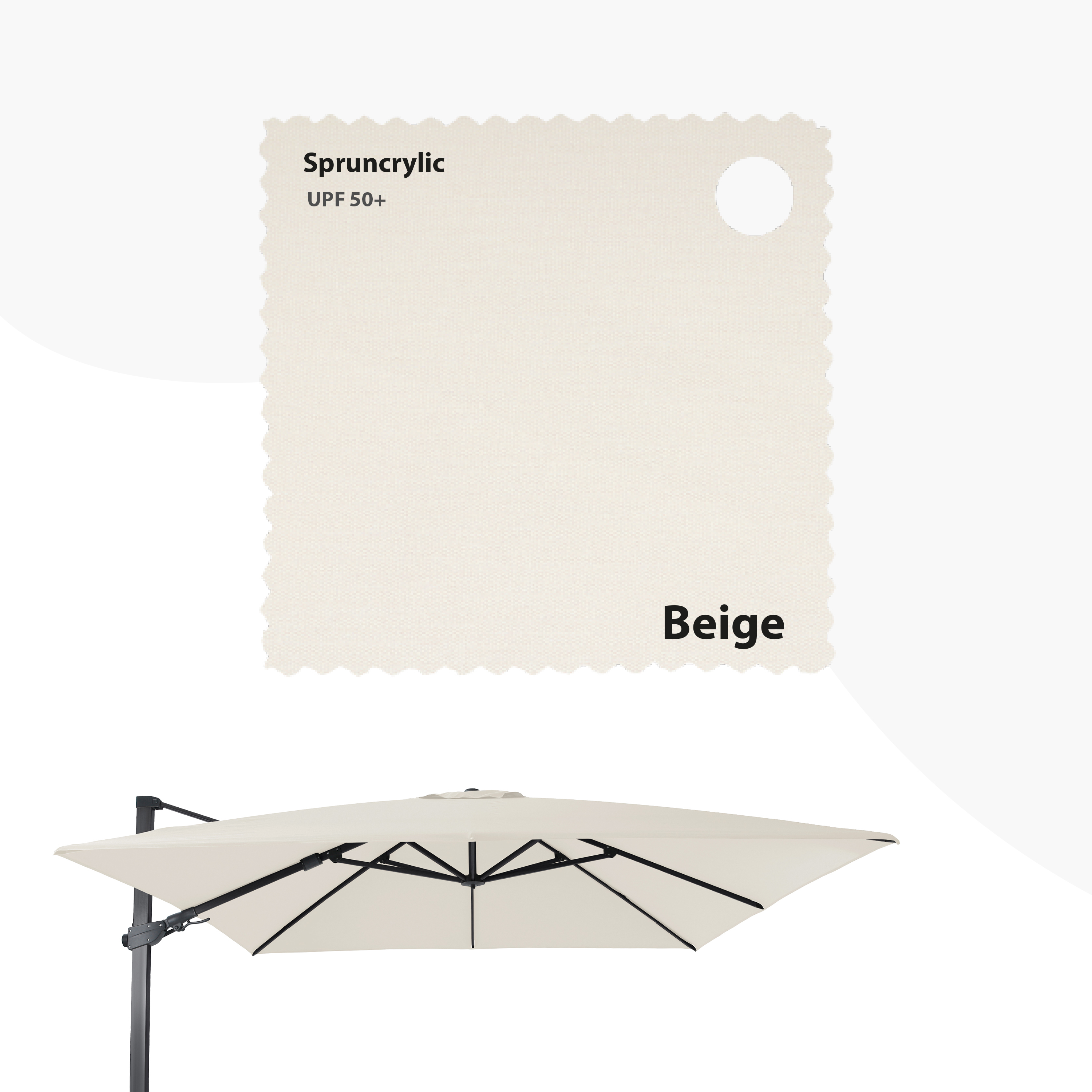 AXI Apollo Premium Cantilever Parasol 300x300cm incl. granite base with wheels Anthracite/Beige – Complete set