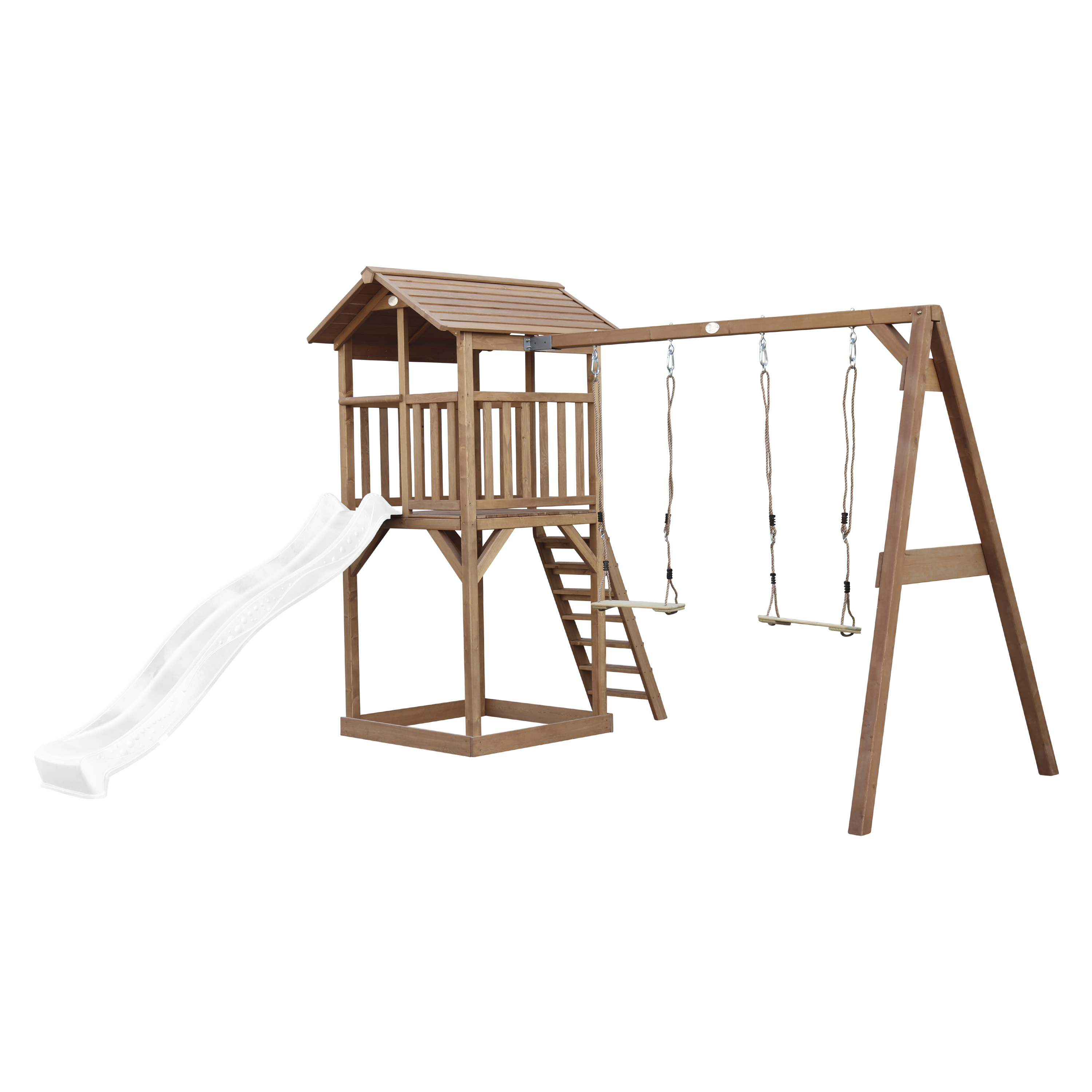 AXI Beach Tower with Double Swing Set Brown - White Slide