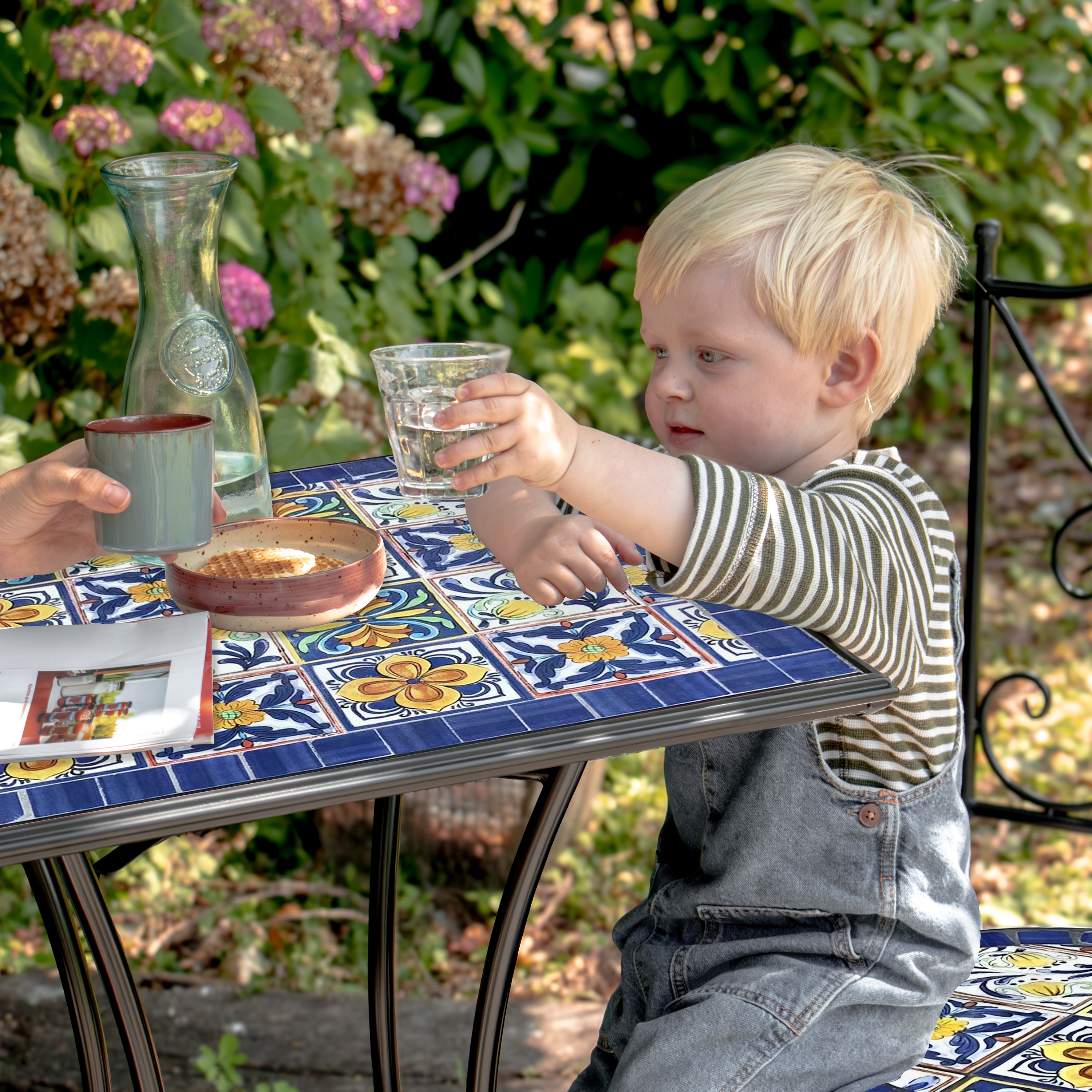 AXI Camilla Bistro Set Mosaic Mediterranean Style - Blue/Yellow