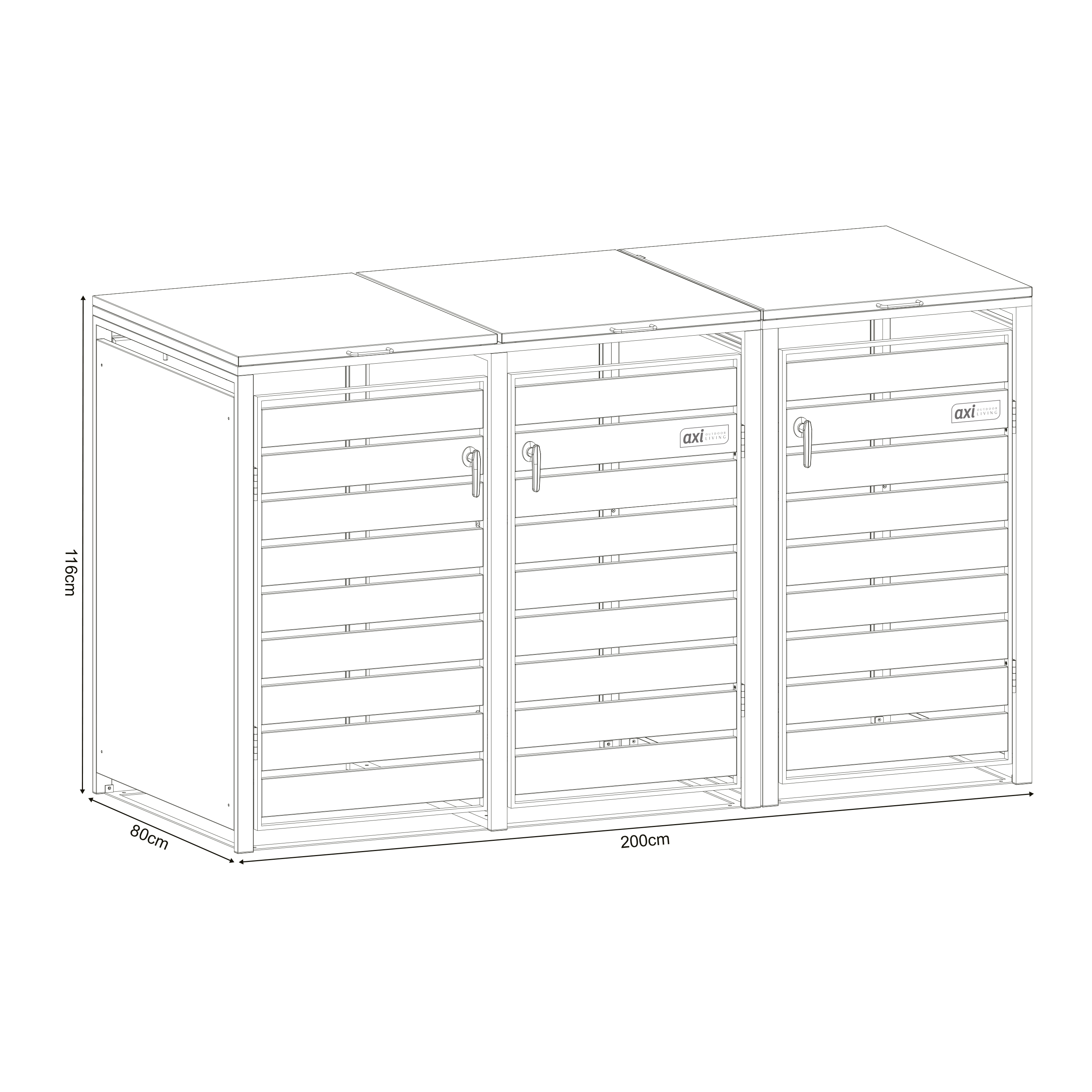 AXI Lucas Metal Garbage Bin Shed Anthracite - 3 Garbage Bins